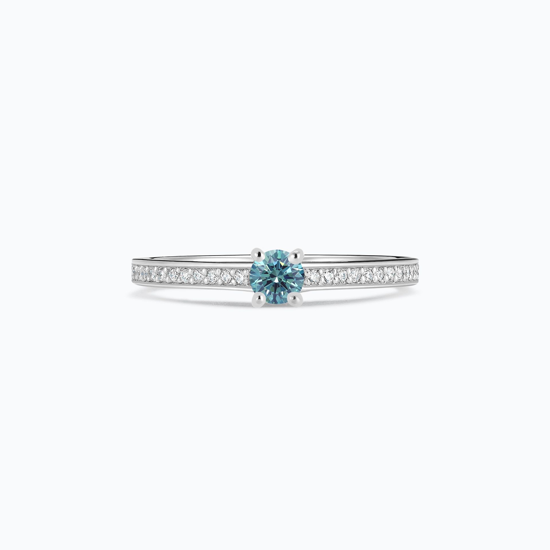 Solitaire Pavé Lagon Bleu Diamant de Synthèse Bleu 0.15 carat