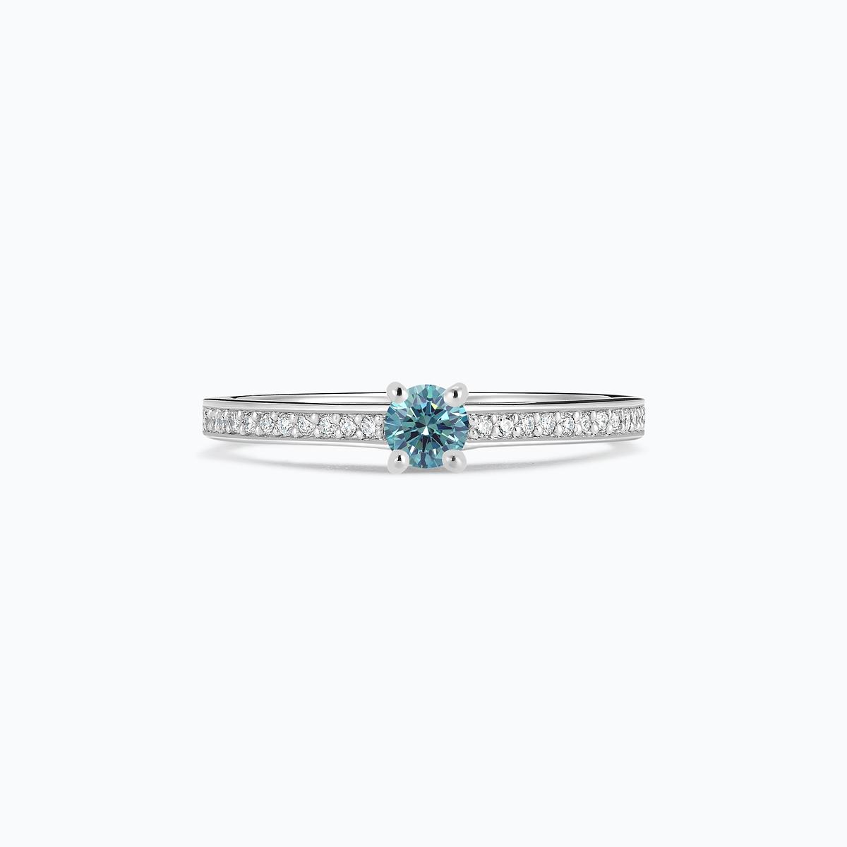 Solitaire Pavé Lagon Bleu Diamant de Synthèse Bleu 0.15 carat