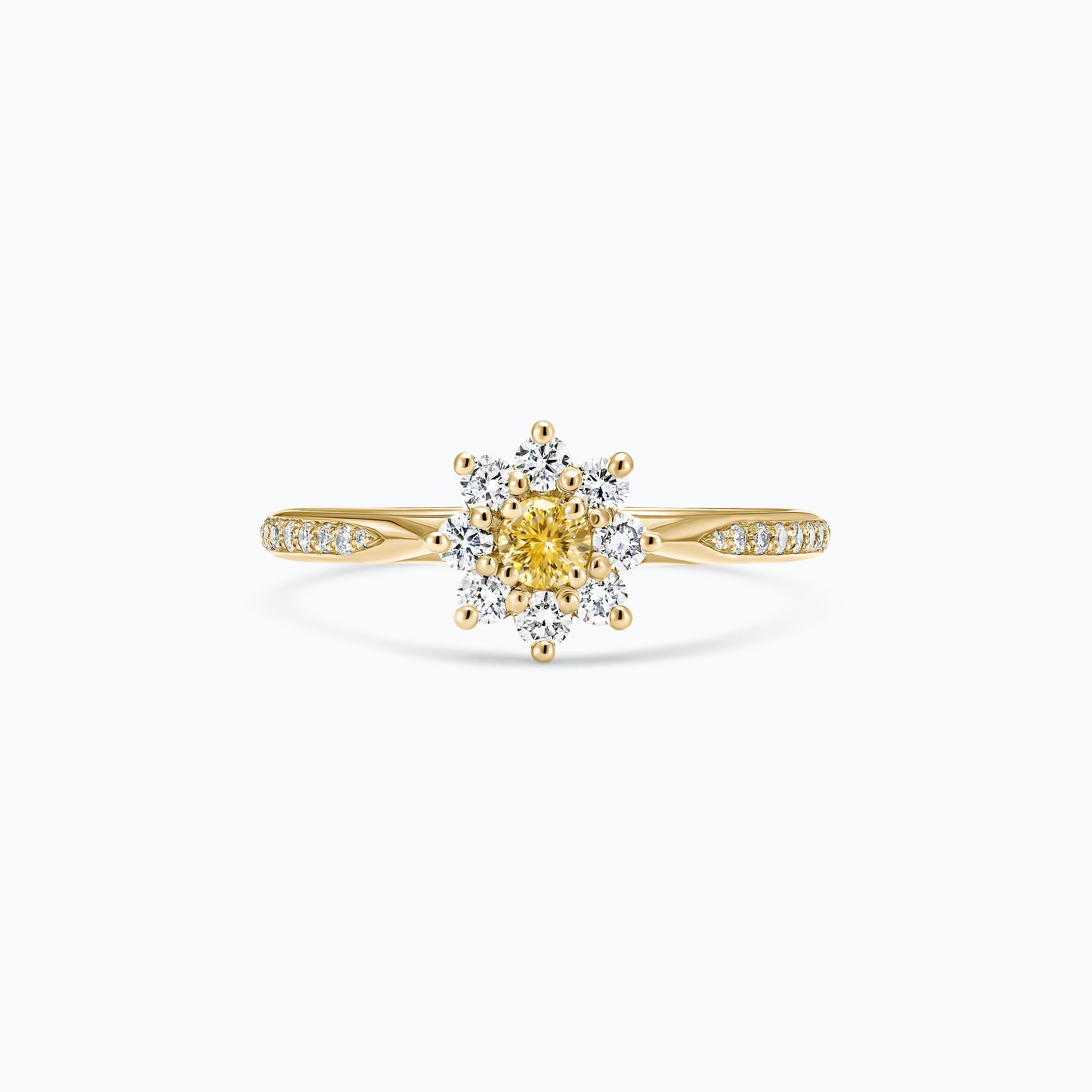 Solitaire Pavé Marguerite Étoilée Diamant de Synthèse Jaune 0.15 carat