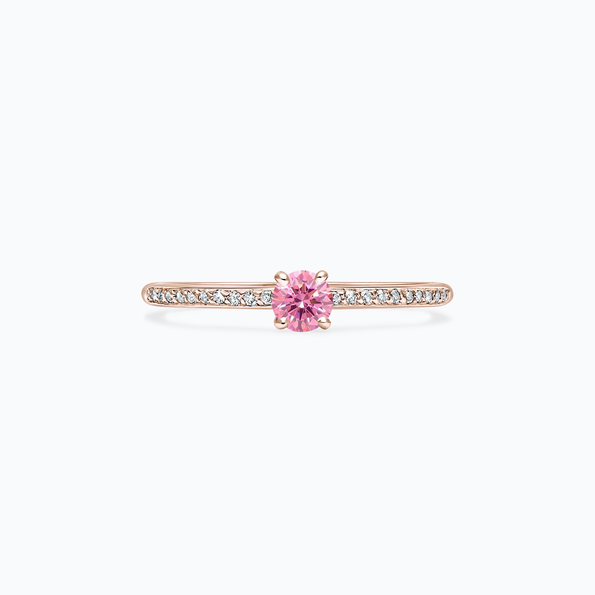 Solitaire Pavé Séléné Diamant de Synthèse Rose 0.15 carat