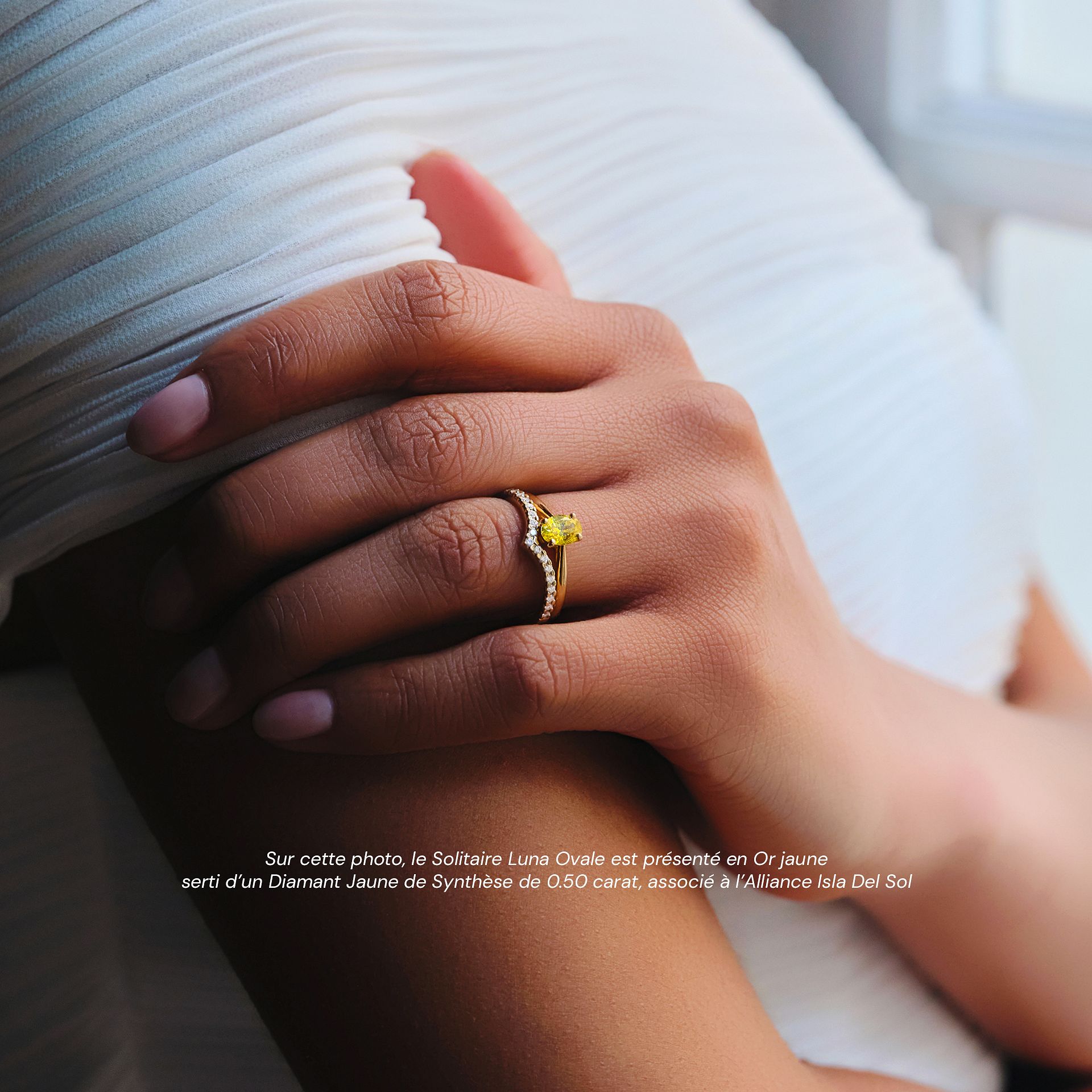 Solitaire Luna Ovale Diamant Jaune