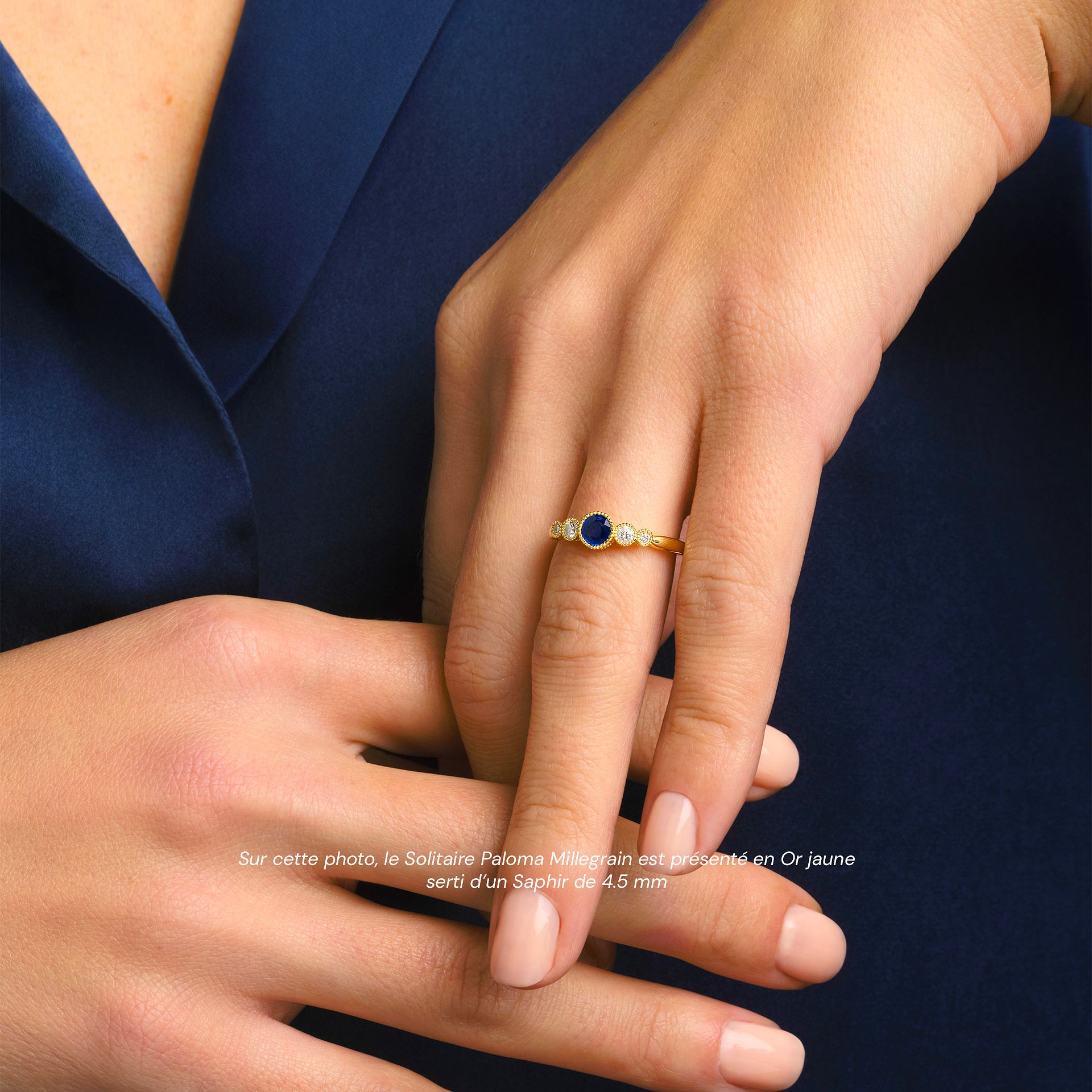 Solitaire Paloma Millegrain Saphir