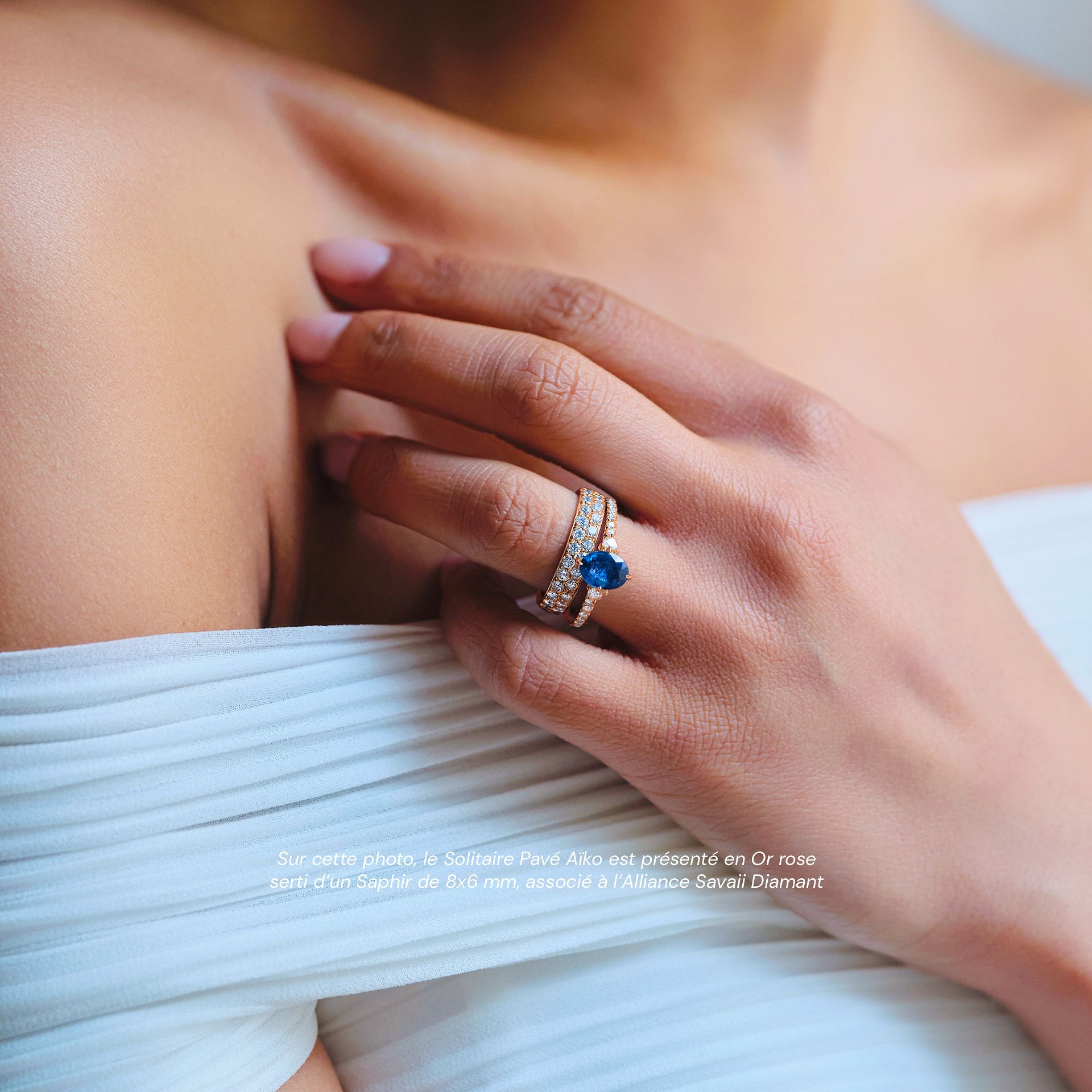 Solitaire Pavé Aïko Saphir