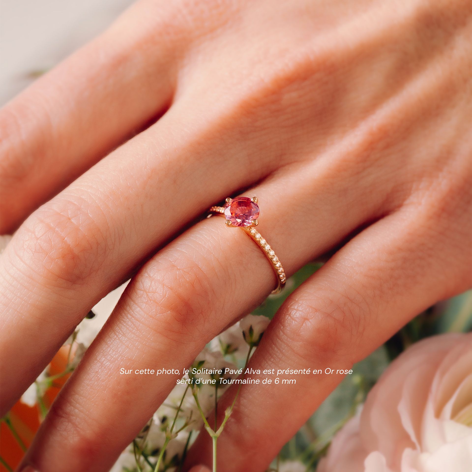 Solitaire Pavé Alva Tourmaline