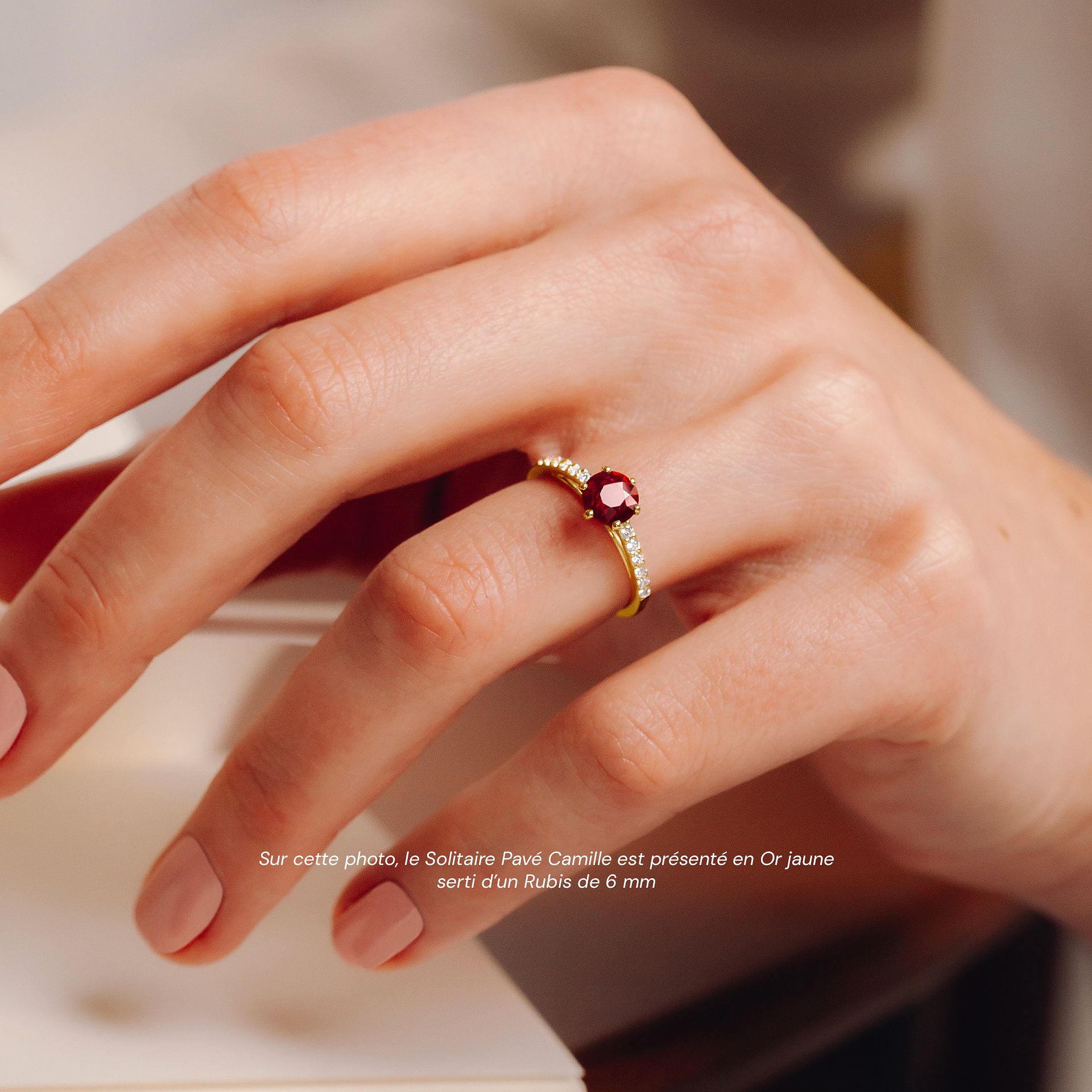 Solitaire Pavé Camille Rubis