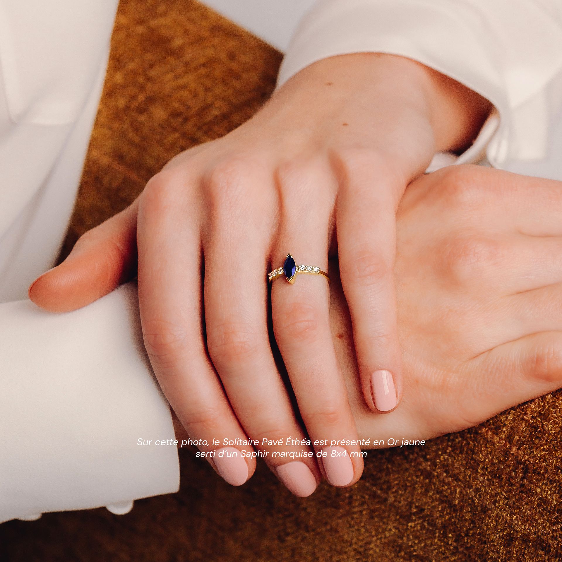 Solitaire Pavé Éthéa Saphir