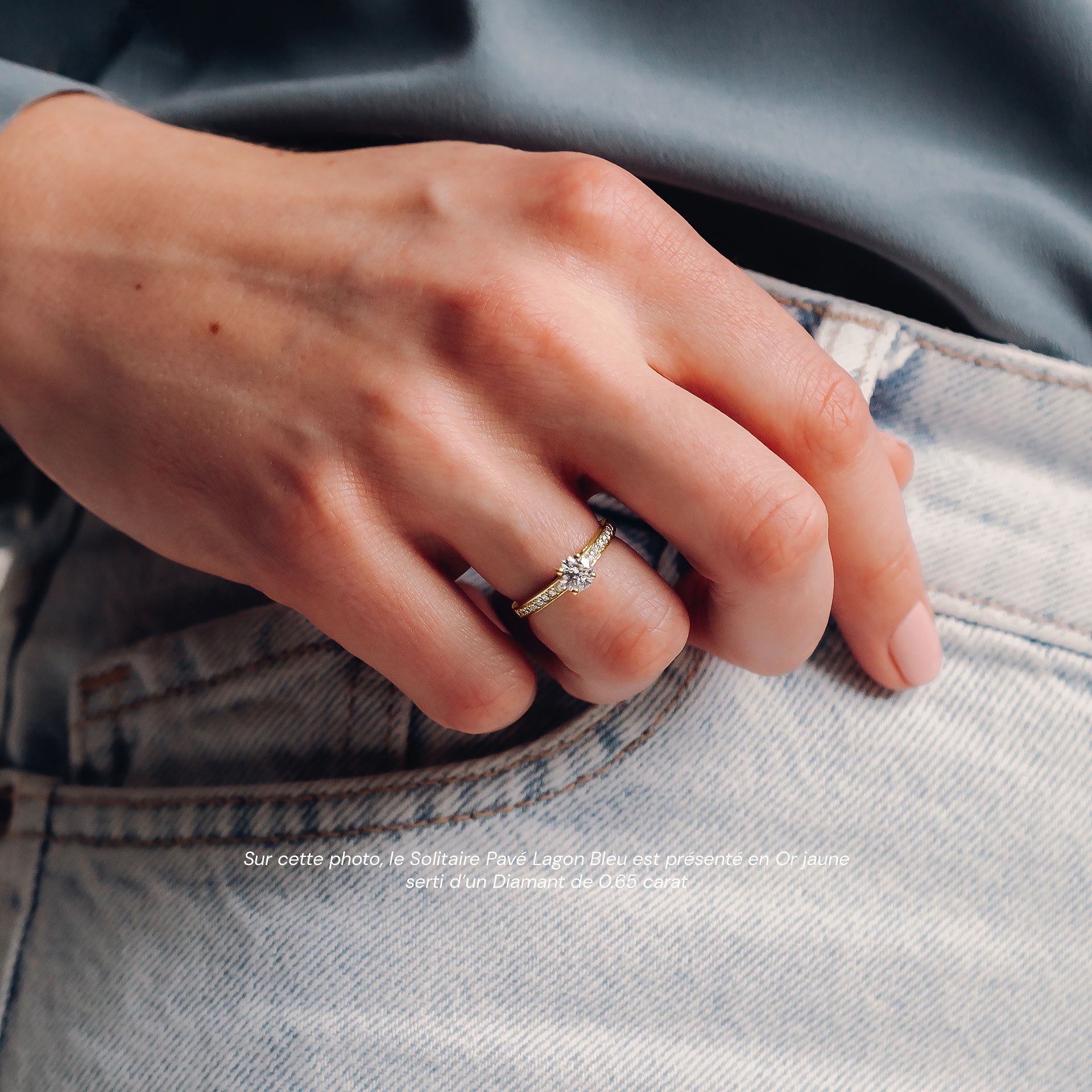 Solitaire Pavé Lagon Bleu Diamant