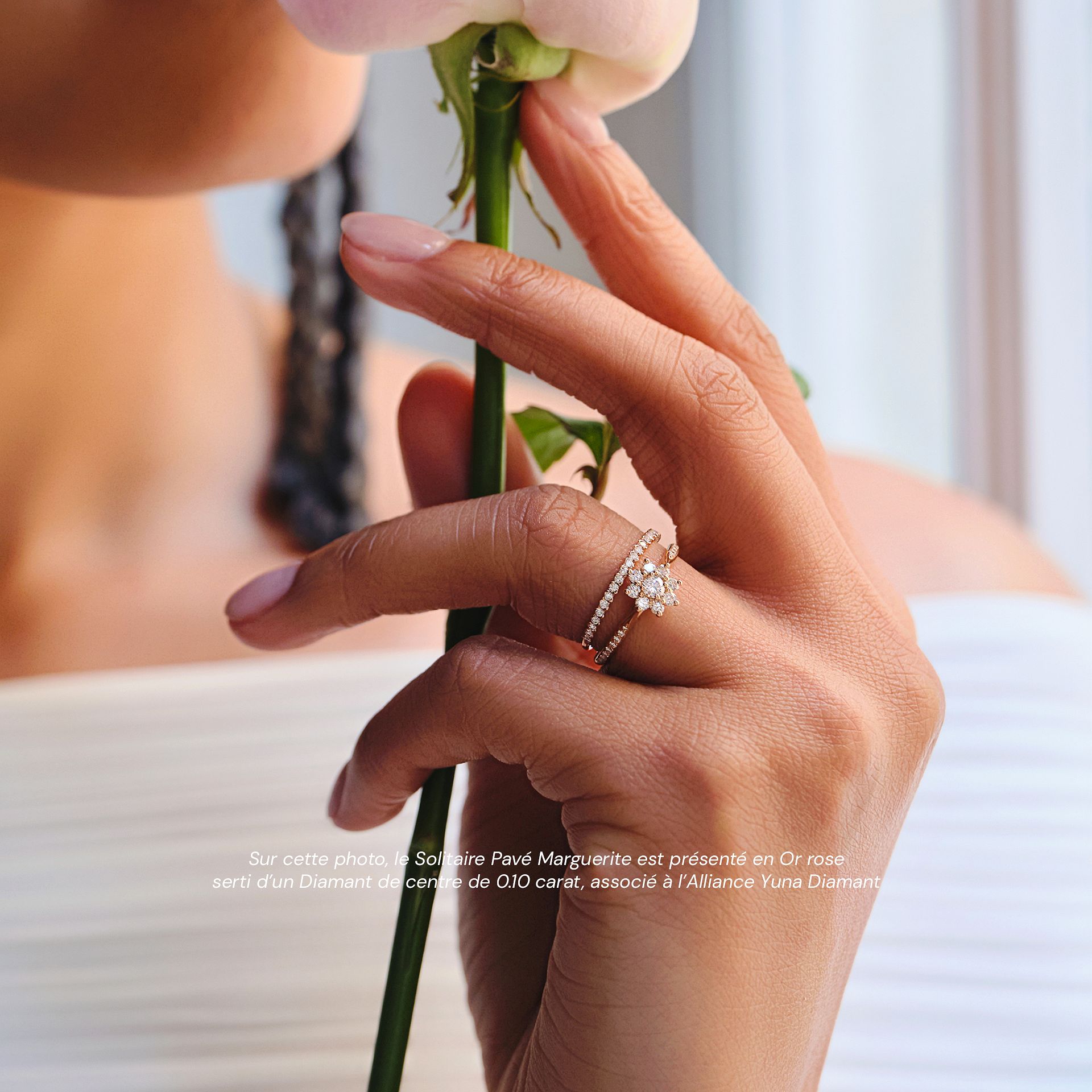 Solitaire Pavé Marguerite Diamant