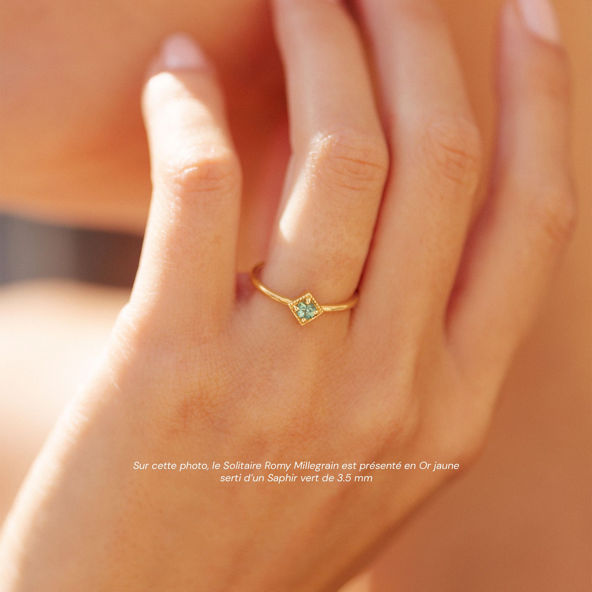 Solitaire Millegrain Saphir Vert