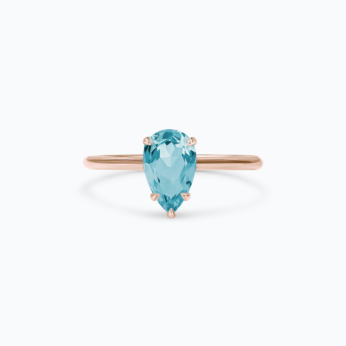 Solitaire Calypso Goutte Aigue-Marine 8 x 6 mm