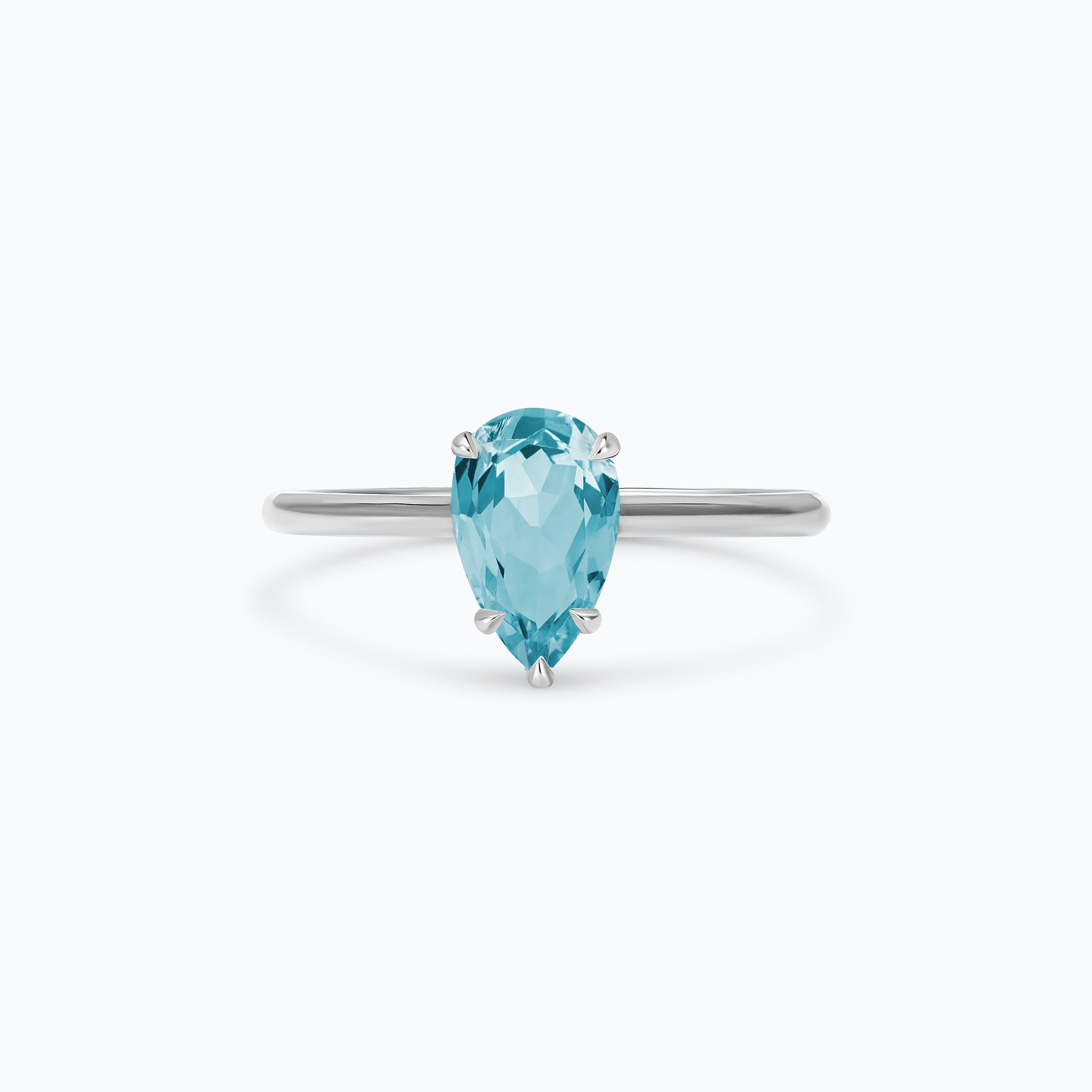 Solitaire Calypso Goutte Aigue-Marine 8 x 6 mm