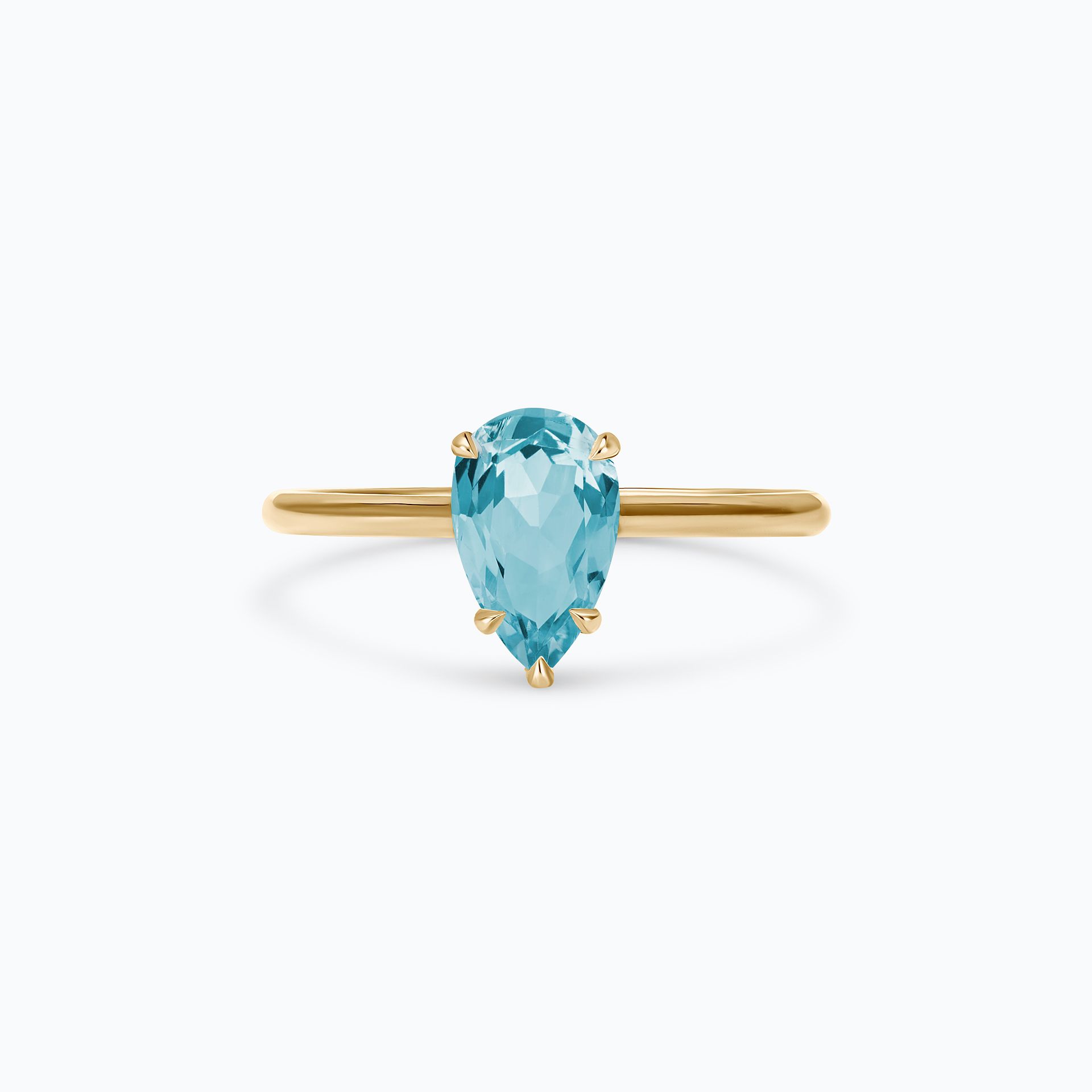 Solitaire Calypso Goutte Aigue-Marine 8 x 6 mm