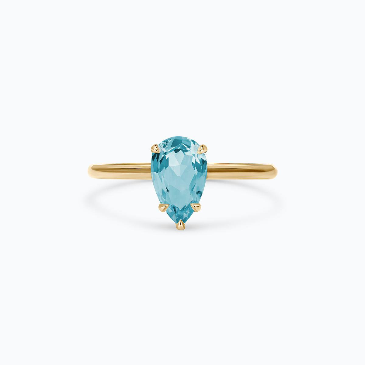 Solitaire Calypso Goutte Aigue-Marine 8 x 6 mm