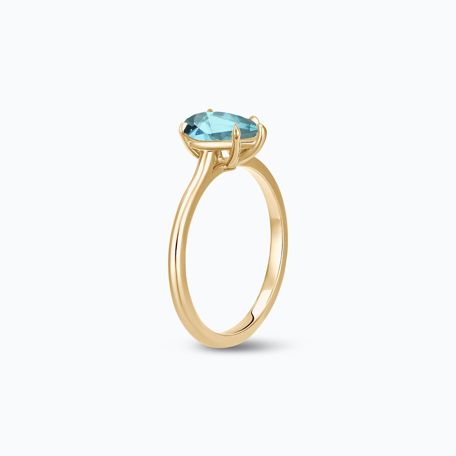 Solitaire Calypso Goutte Aigue-Marine 8 x 6 mm