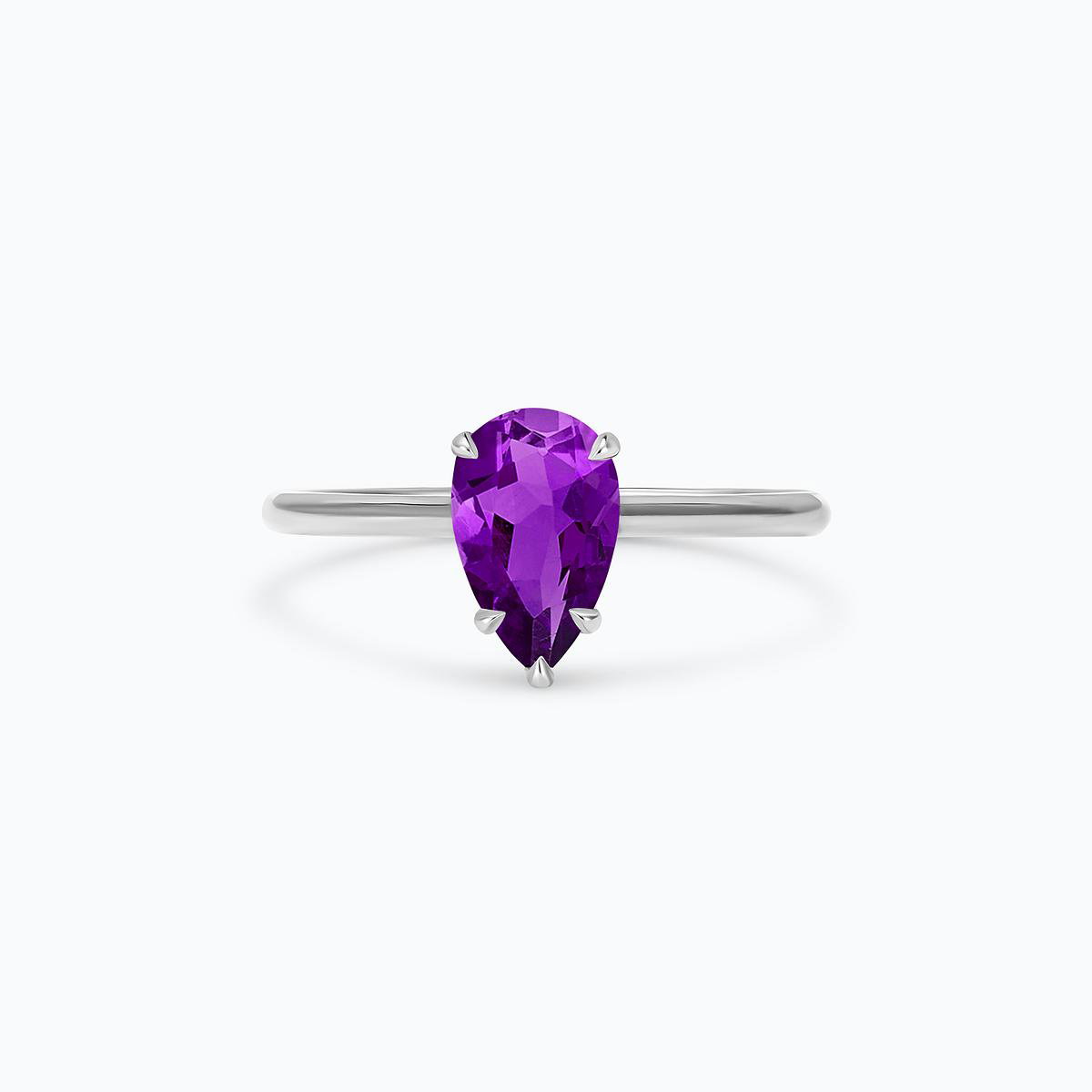 Solitaire Calypso Goutte Améthyste 8 x 6 mm