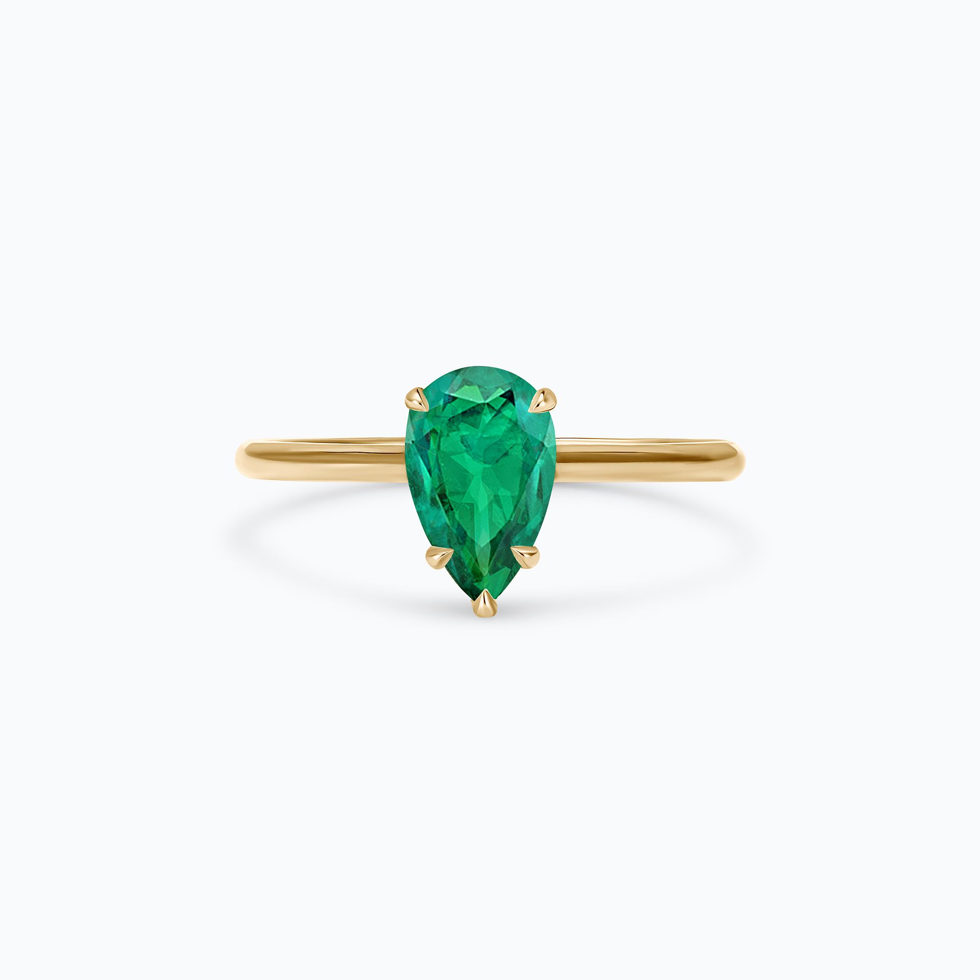 Solitaire Calypso Goutte Émeraude 8 x 6 mm