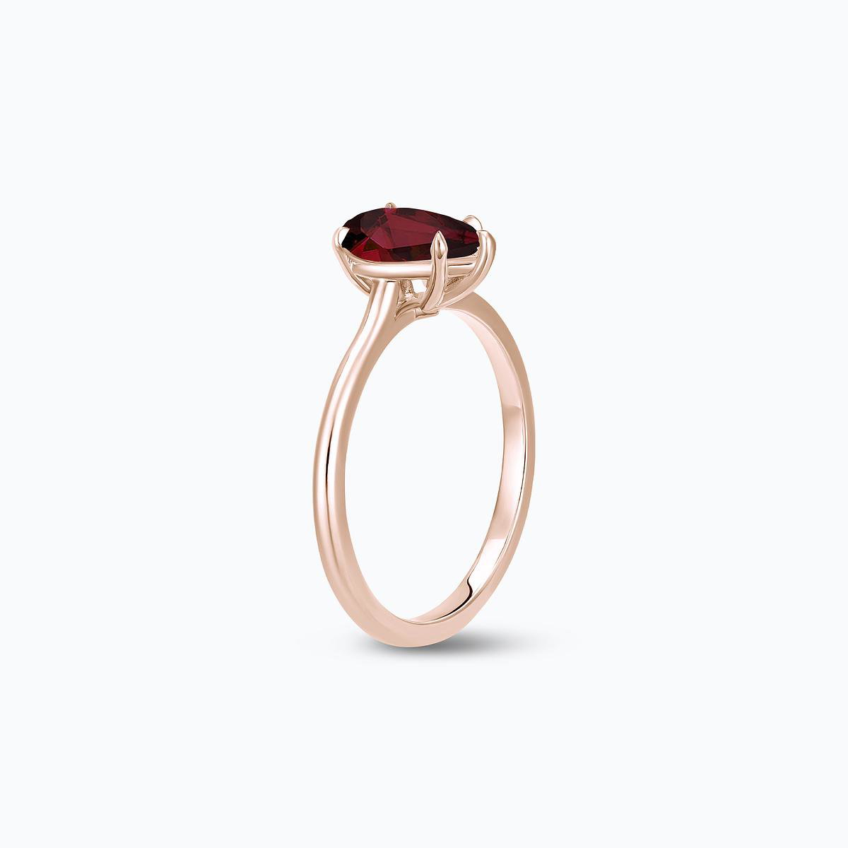 Solitaire Calypso Goutte Grenat 8 x 6 mm