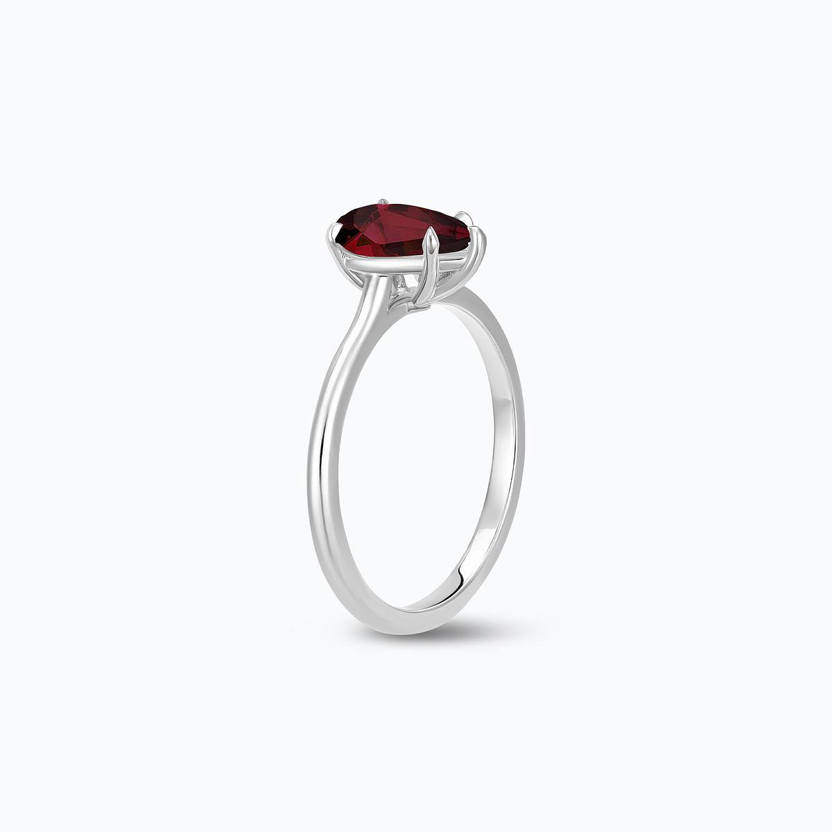 Solitaire Calypso Goutte Grenat 8 x 6 mm