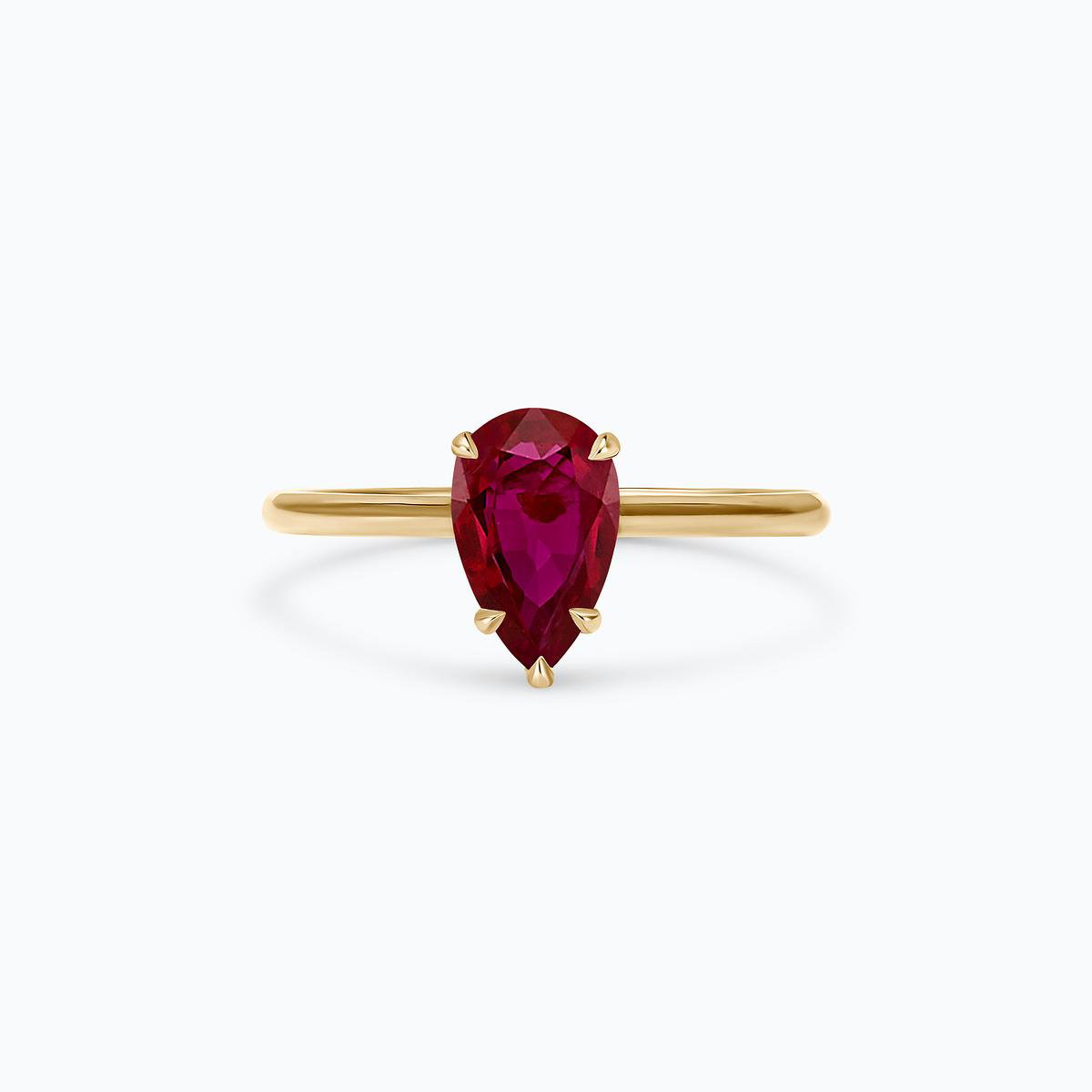 Solitaire Calypso Goutte Rubis 8 x 6 mm
