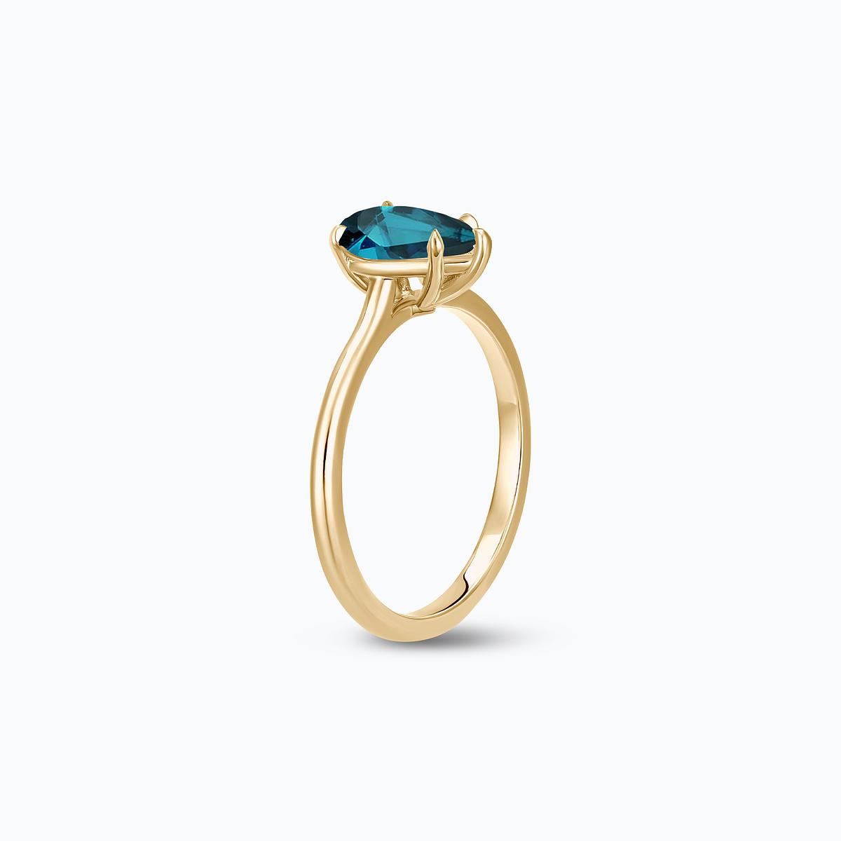 Solitaire Calypso Goutte Topaze Blue London 8 x 6 mm