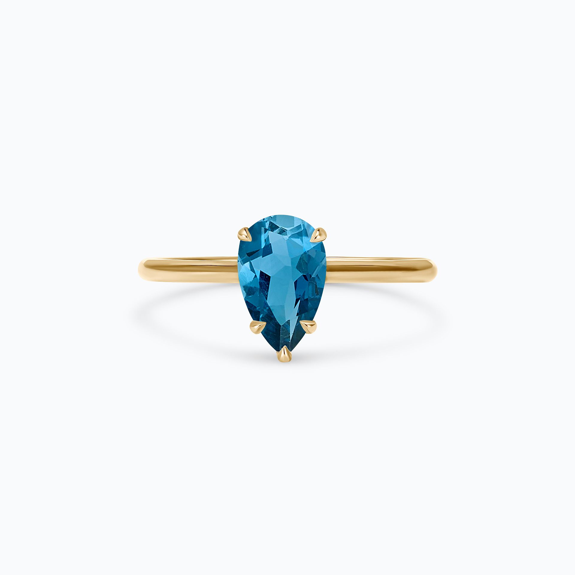 Solitaire Calypso Goutte Topaze Blue London 8 x 6 mm