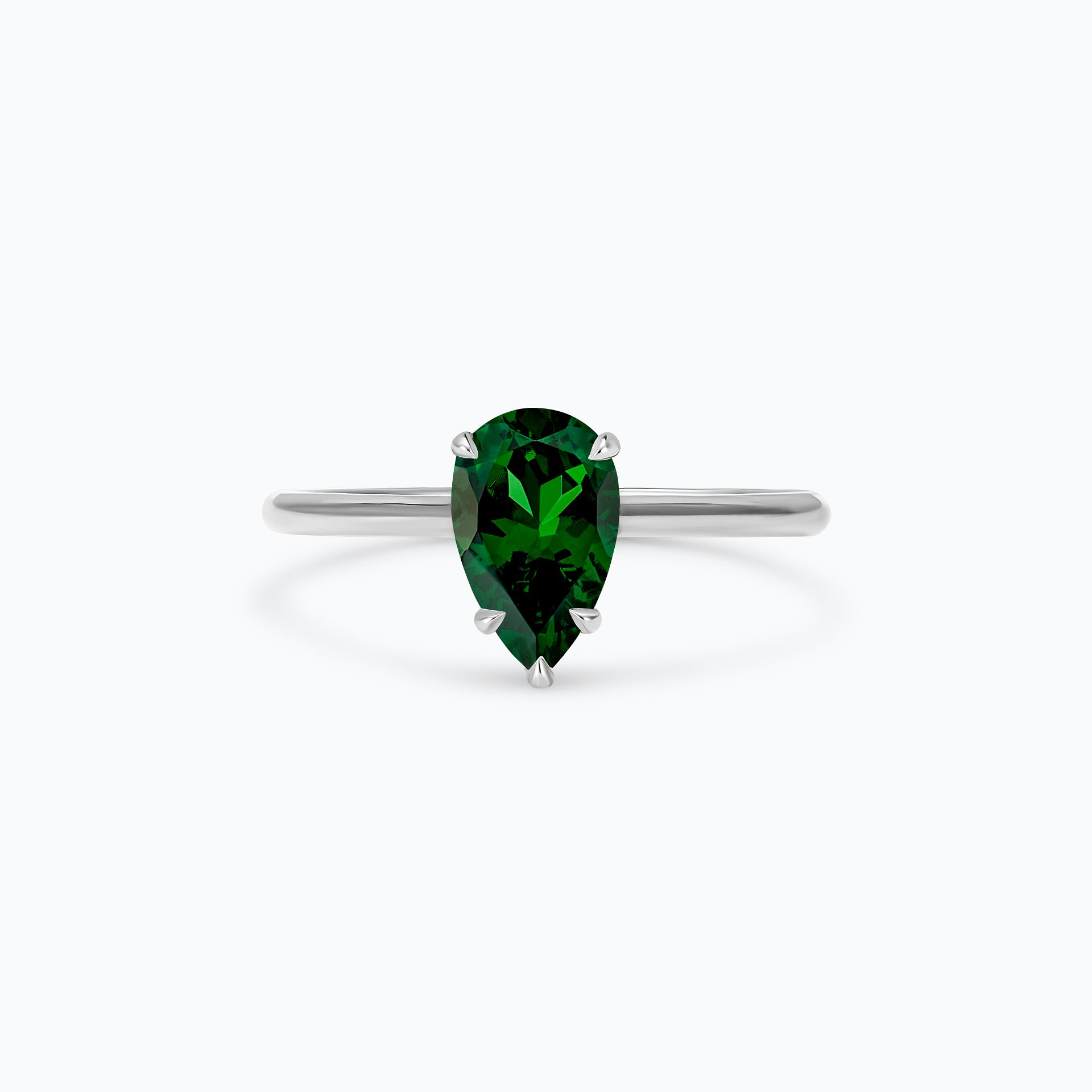 Solitaire Calypso Goutte Tsavorite 8 x 6 mm