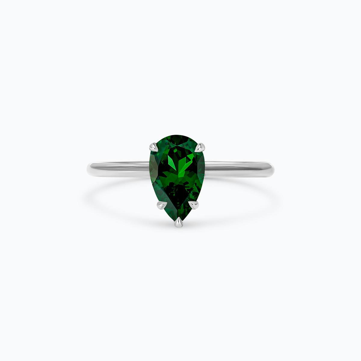 Solitaire Calypso Goutte Tsavorite 8 x 6 mm