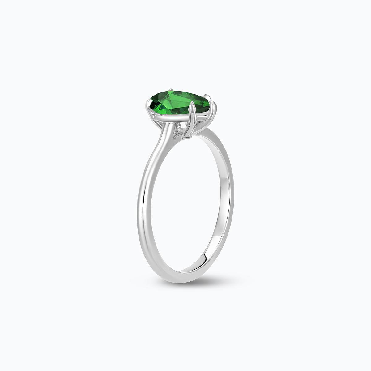 Solitaire Calypso Goutte Tsavorite 8 x 6 mm