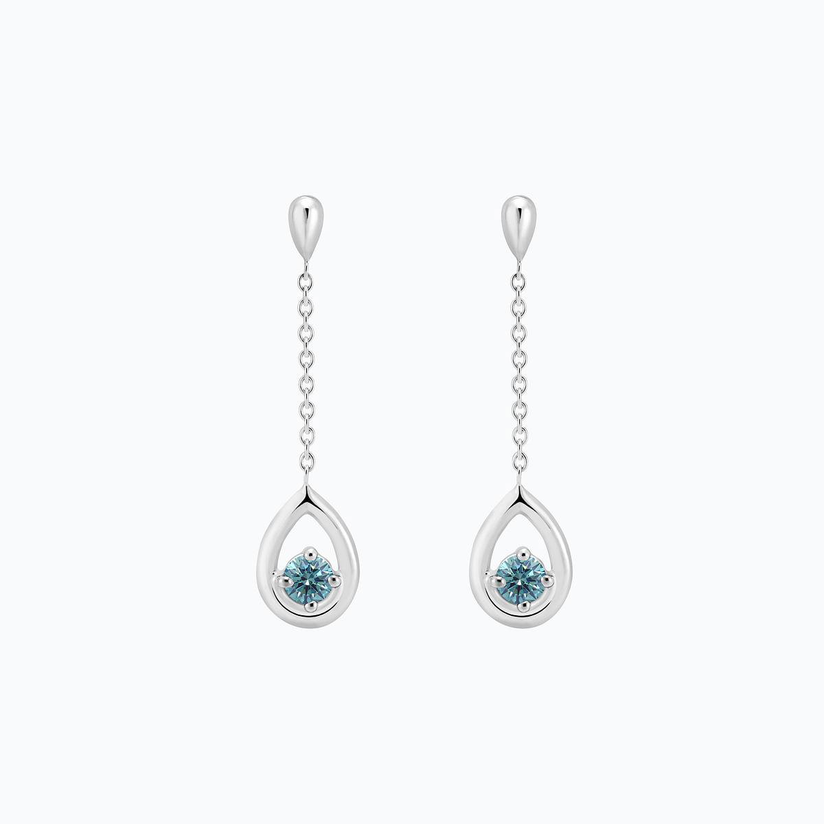 Pendants Jasmin Diamant de Synthèse Bleu