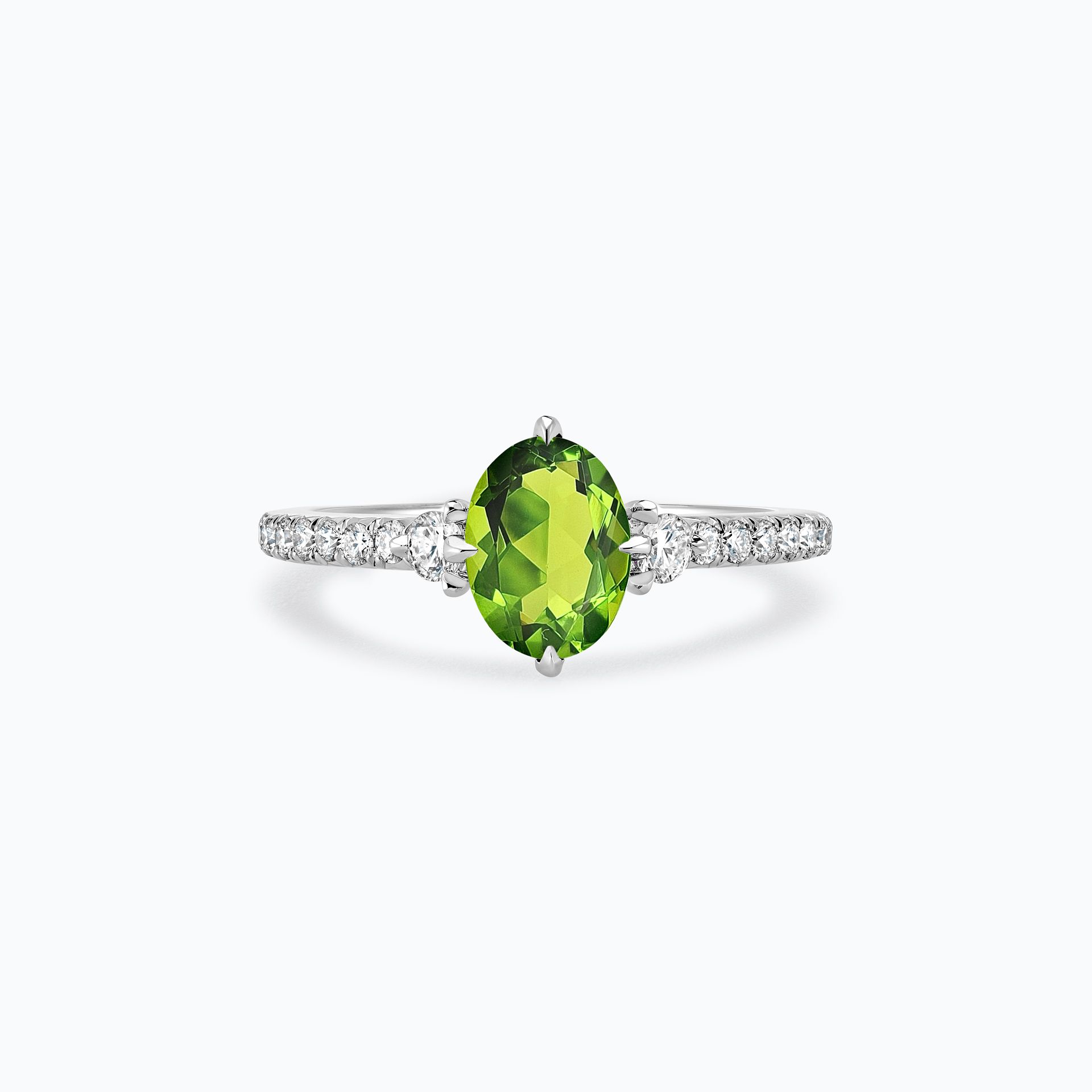 Solitaire Pavé Aïko Péridot 8 x 6 mm