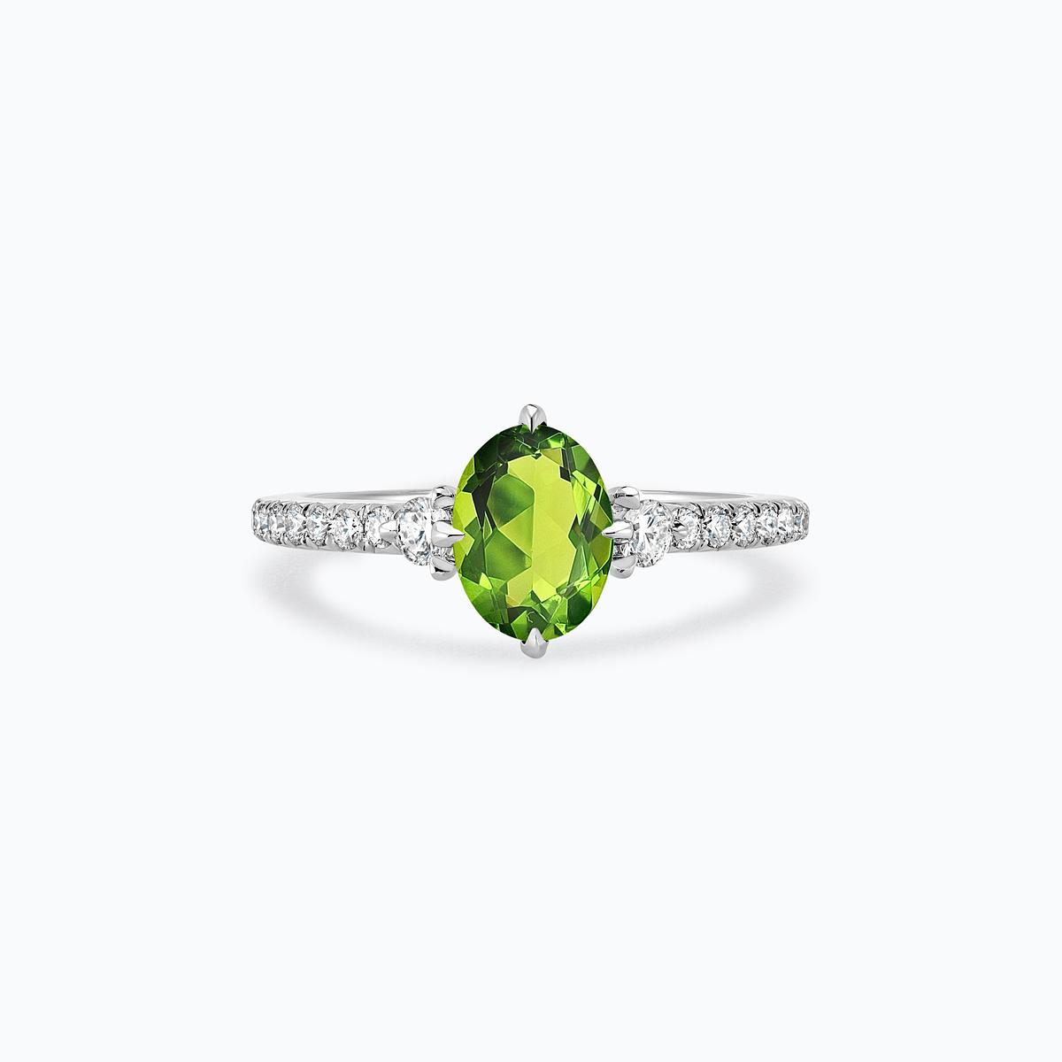 Solitaire Pavé Aïko Péridot 8 x 6 mm