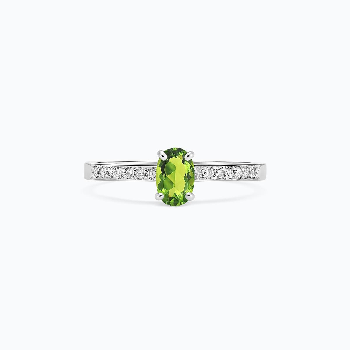 Solitaire Pavé Julia Péridot 6 x 4 mm