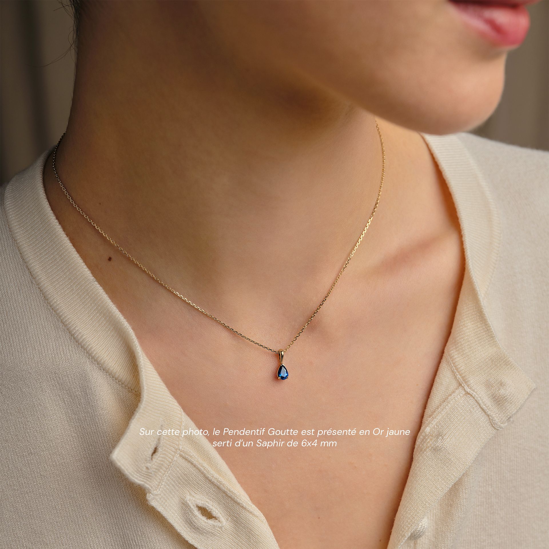 Pendentif Goutte Saphir