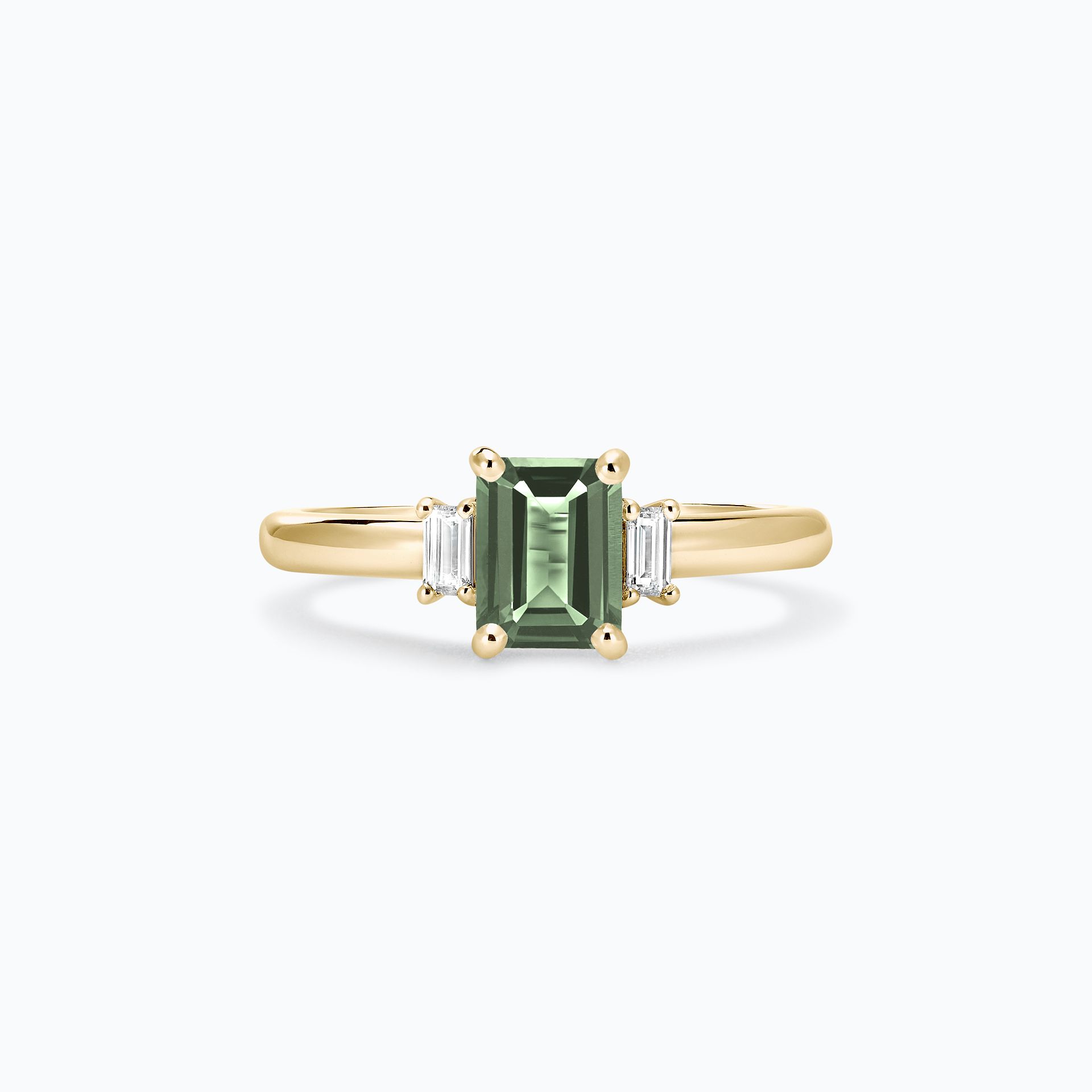 Solitaire Gatsby Saphir Vert 7 x 5 mm