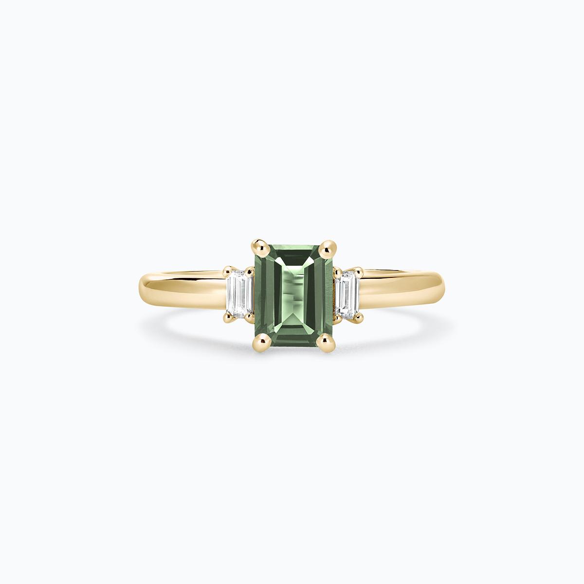 Solitaire Gatsby Saphir Vert 7 x 5 mm
