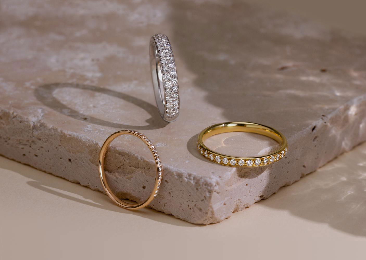 Alliances diamant de mariage