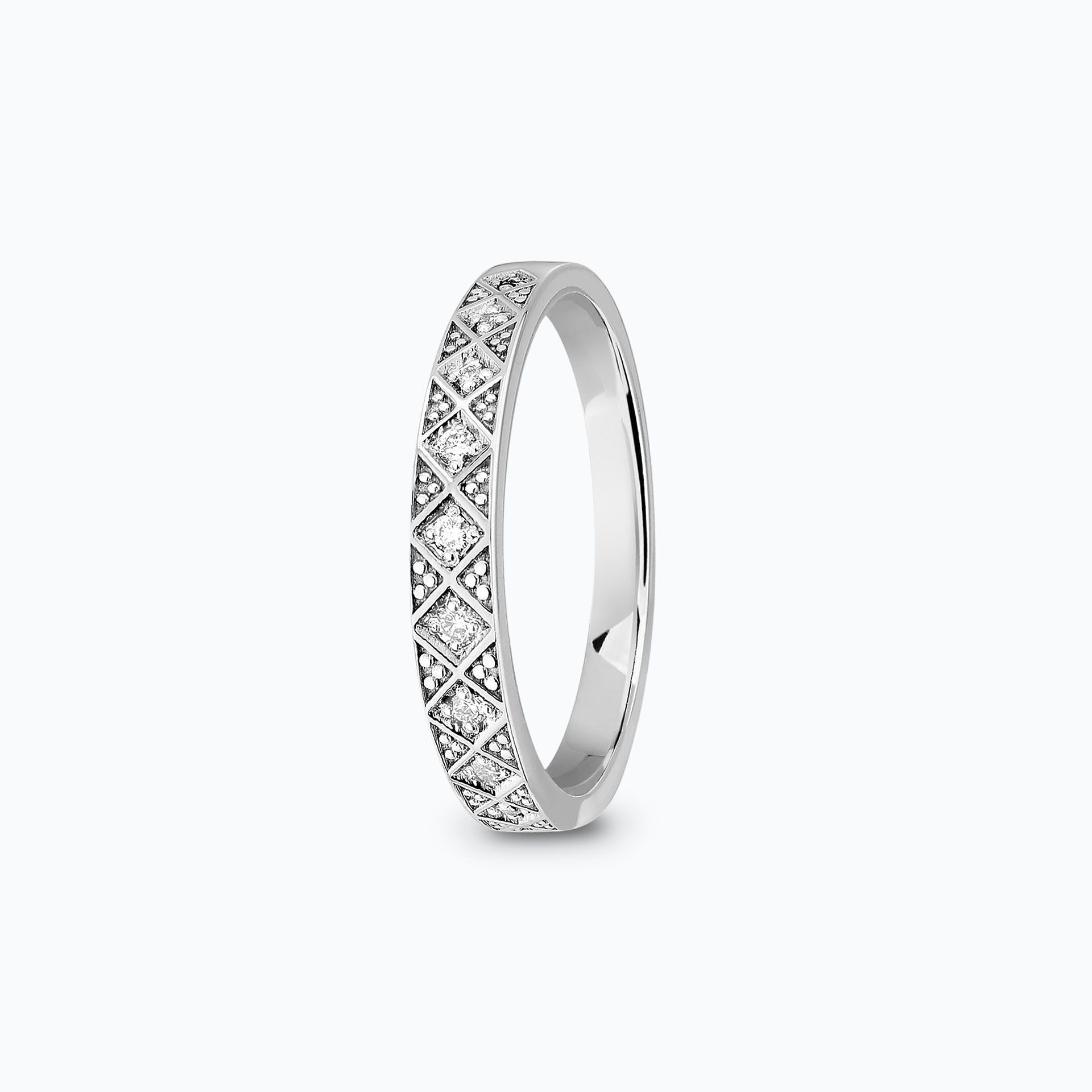 Bague Alliance En Platine Sertie De Diamants - 0,75 Carat, 5,05 G - Occasion, Style Intemporel