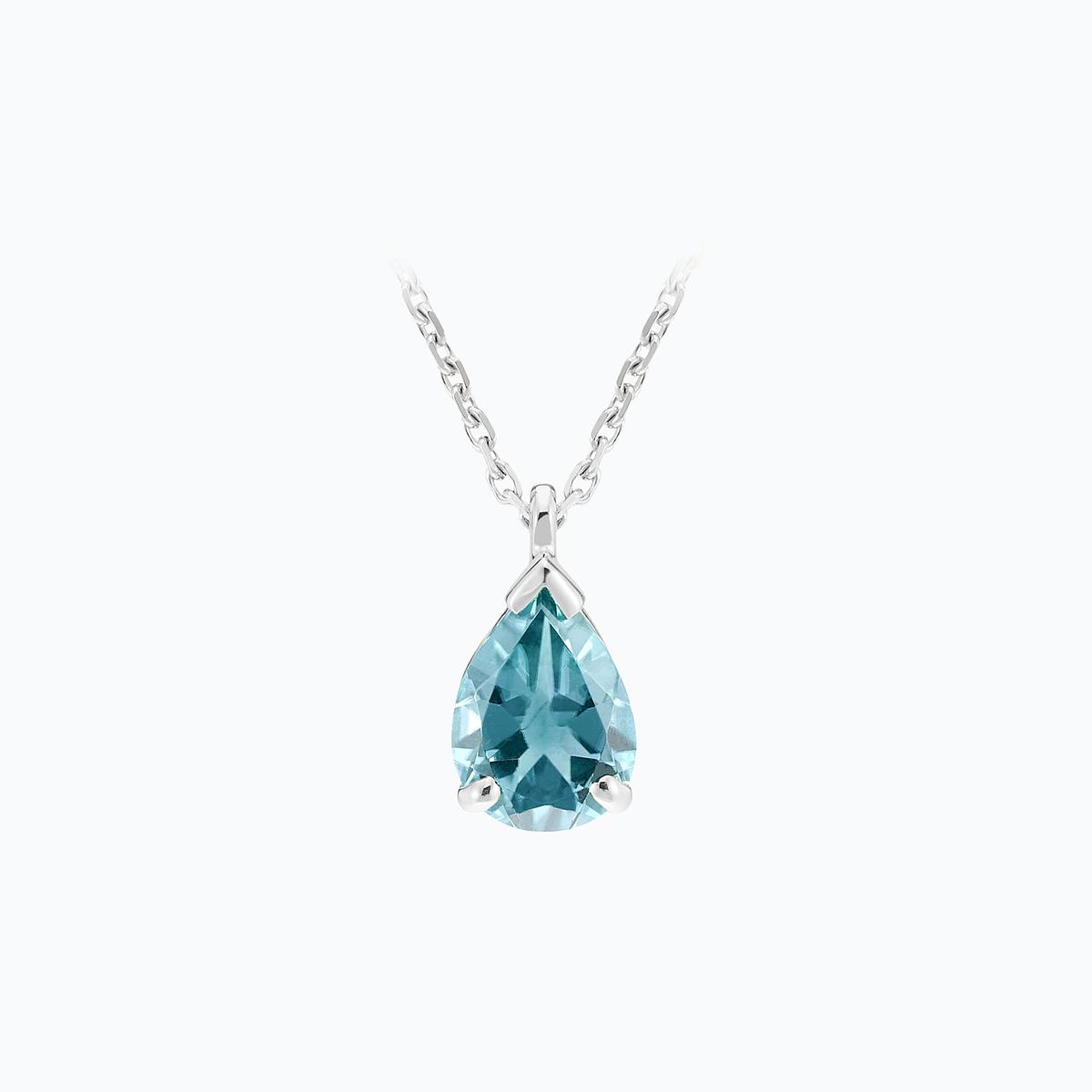 Collier Goutte Aigue-Marine 8 x 6 mm