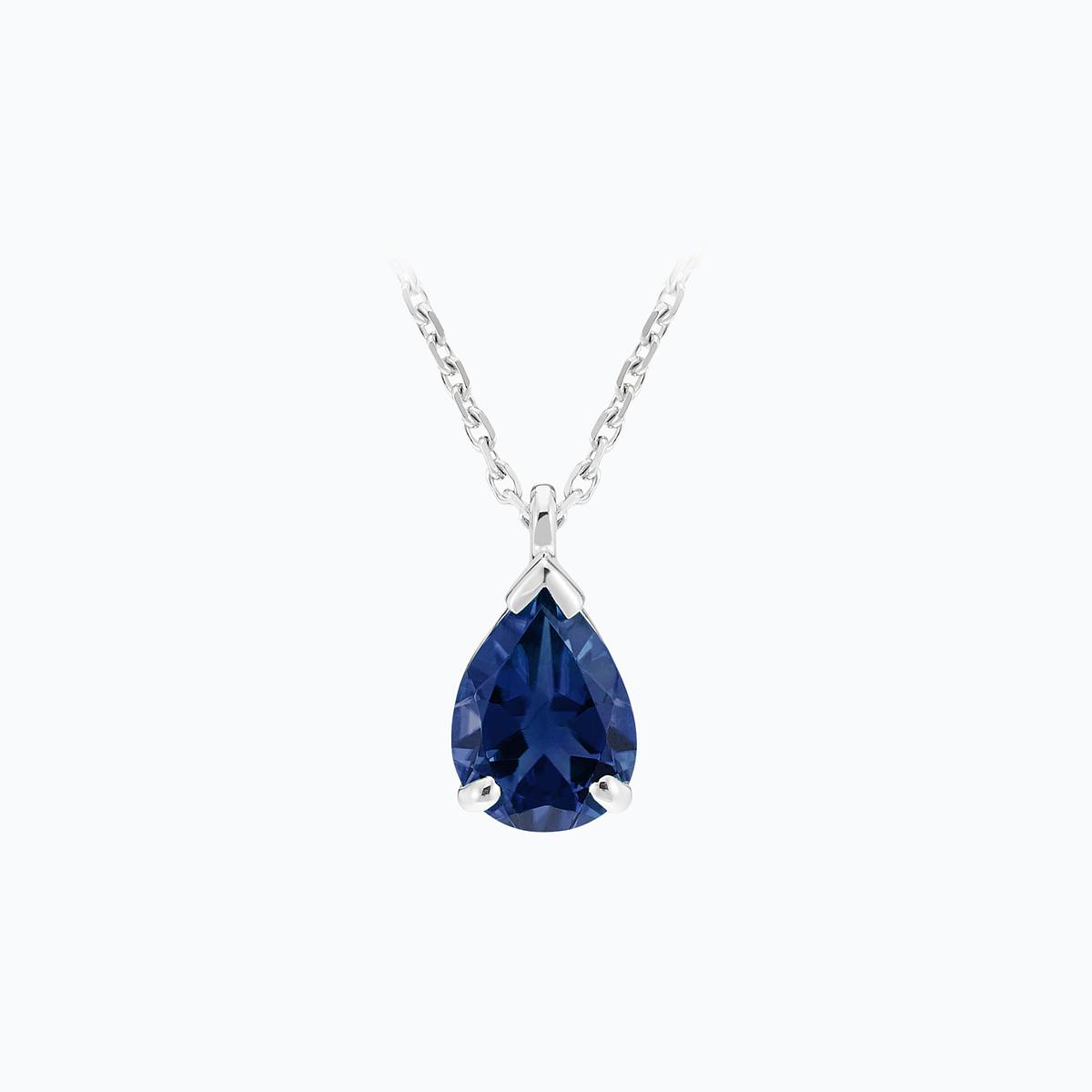 Collier Goutte Saphir 8 x 6 mm