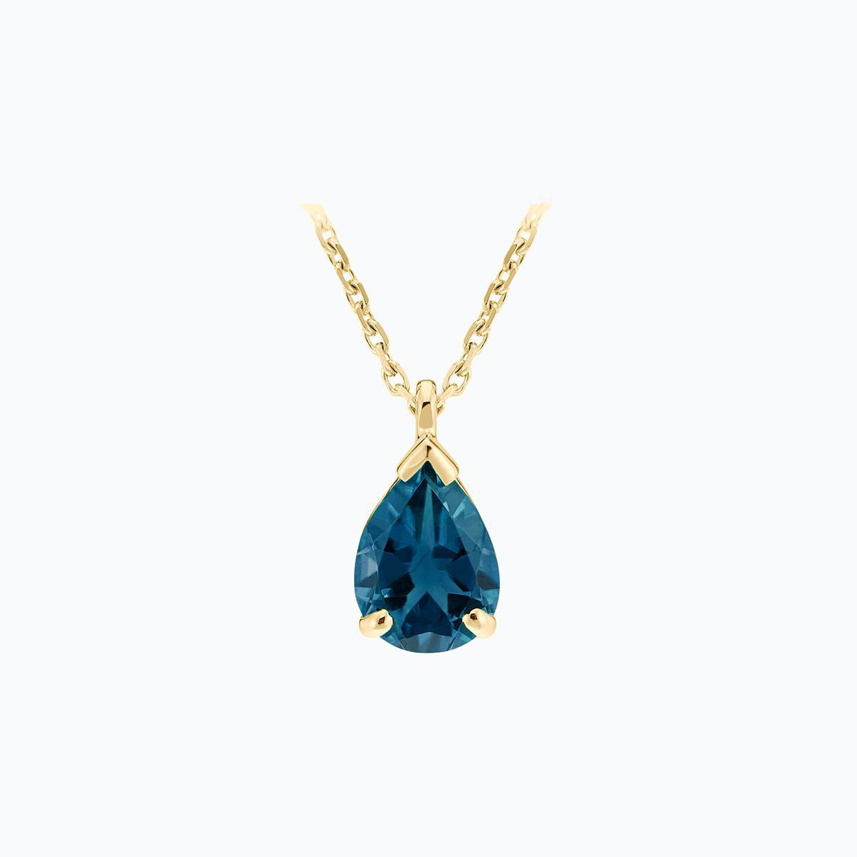 Collier Goutte Topaze Blue London 8 x 6 mm
