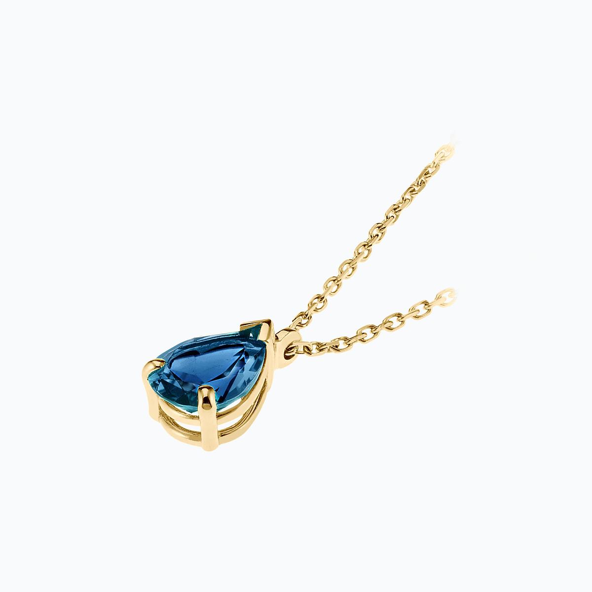 Collier Goutte Topaze Blue London 8 x 6 mm