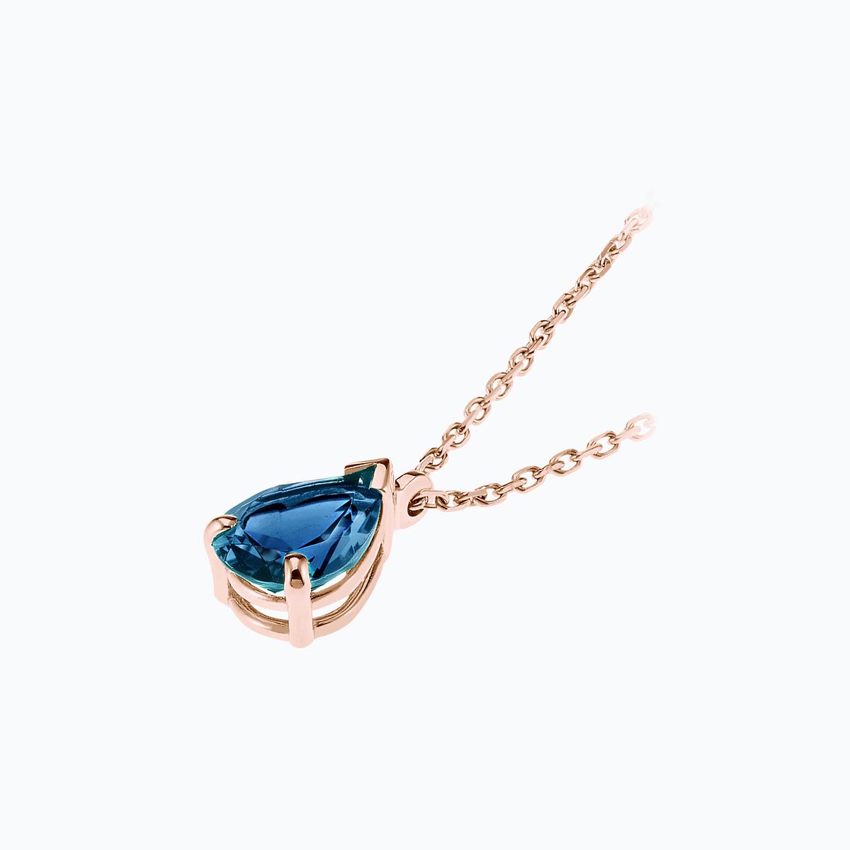 Collier Goutte Topaze Blue London 8 x 6 mm