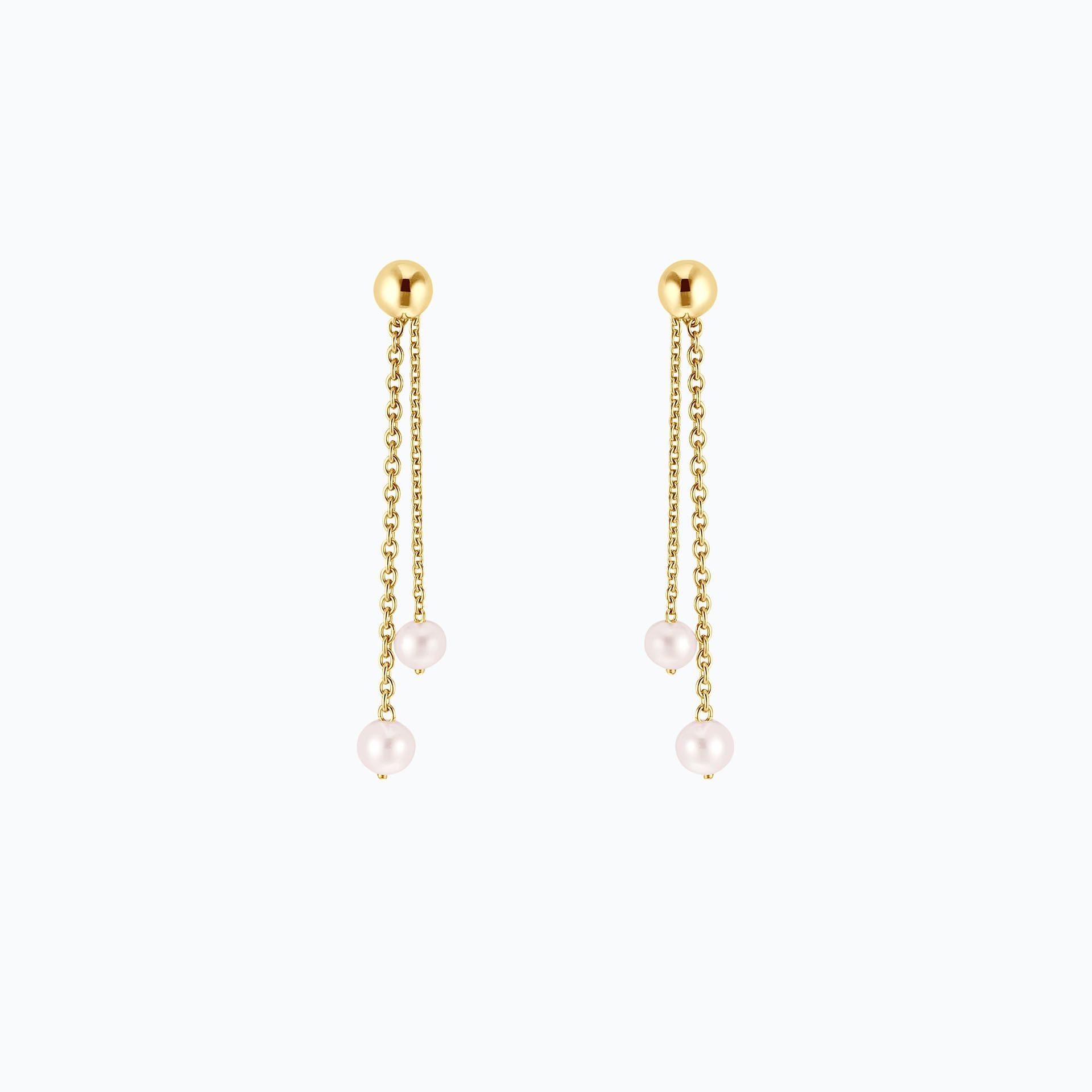 Pendants 2 Fils d'Or Perles