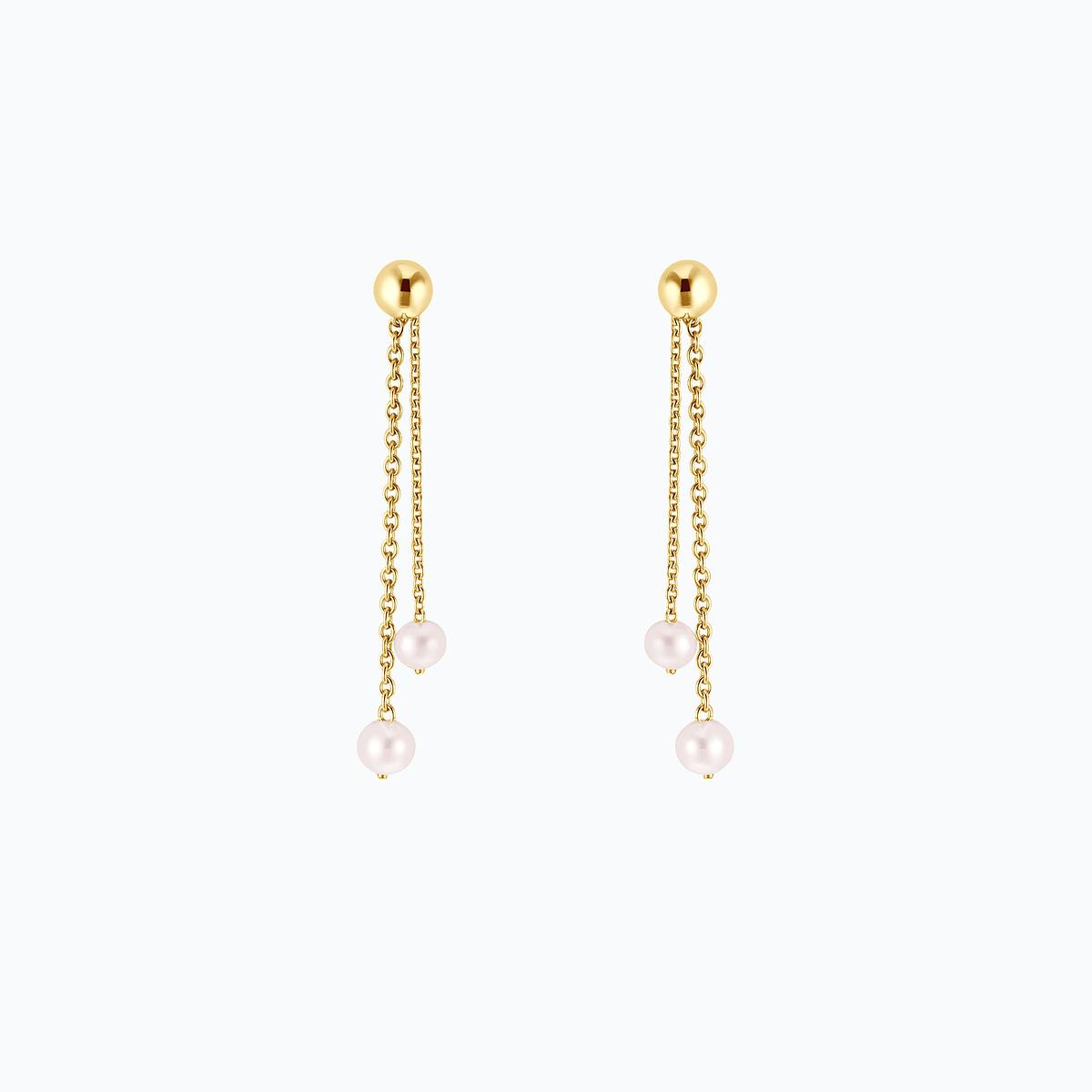 Pendants 2 Fils d'Or Perles