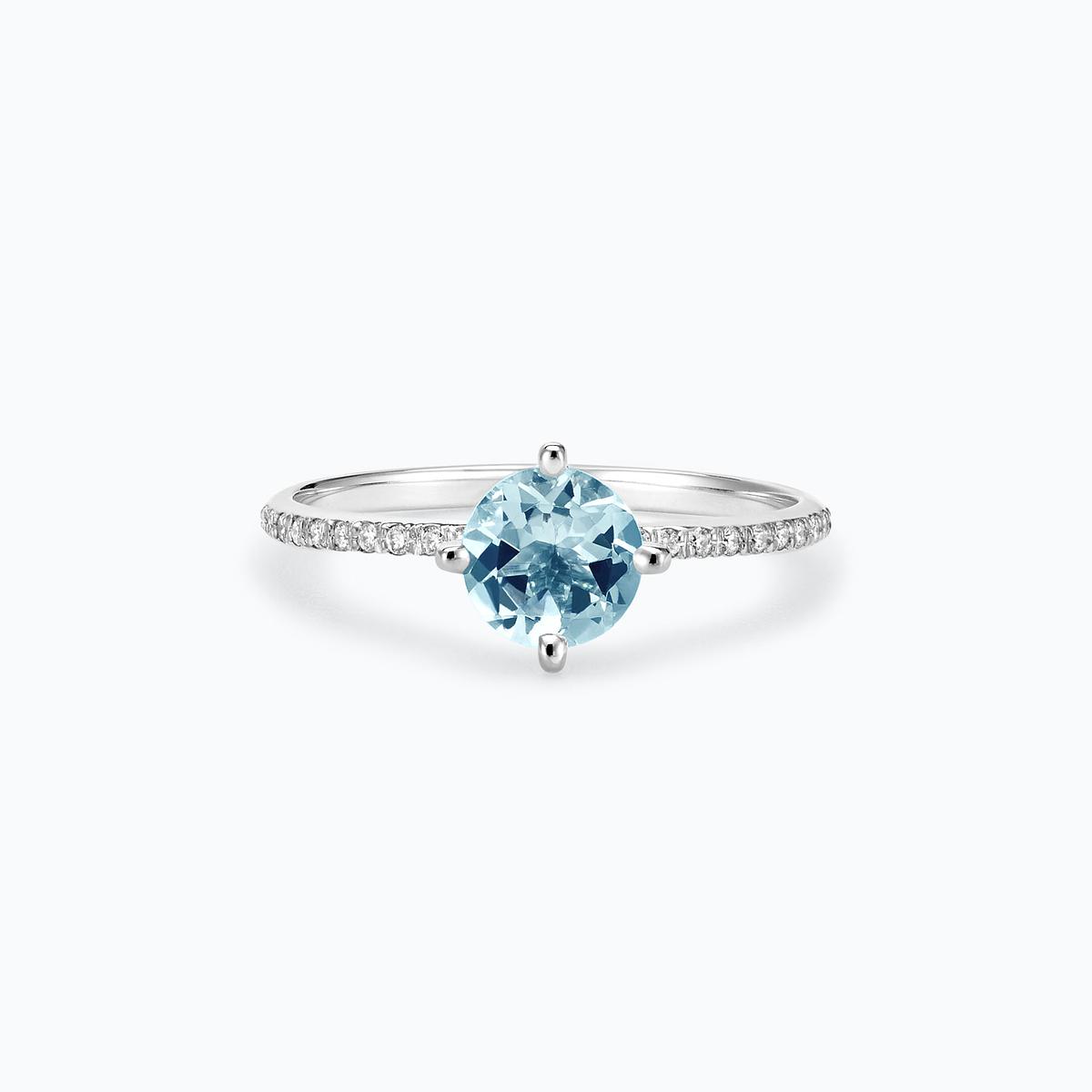 Solitaire Pavé Alva Aigue-marine 6 mm