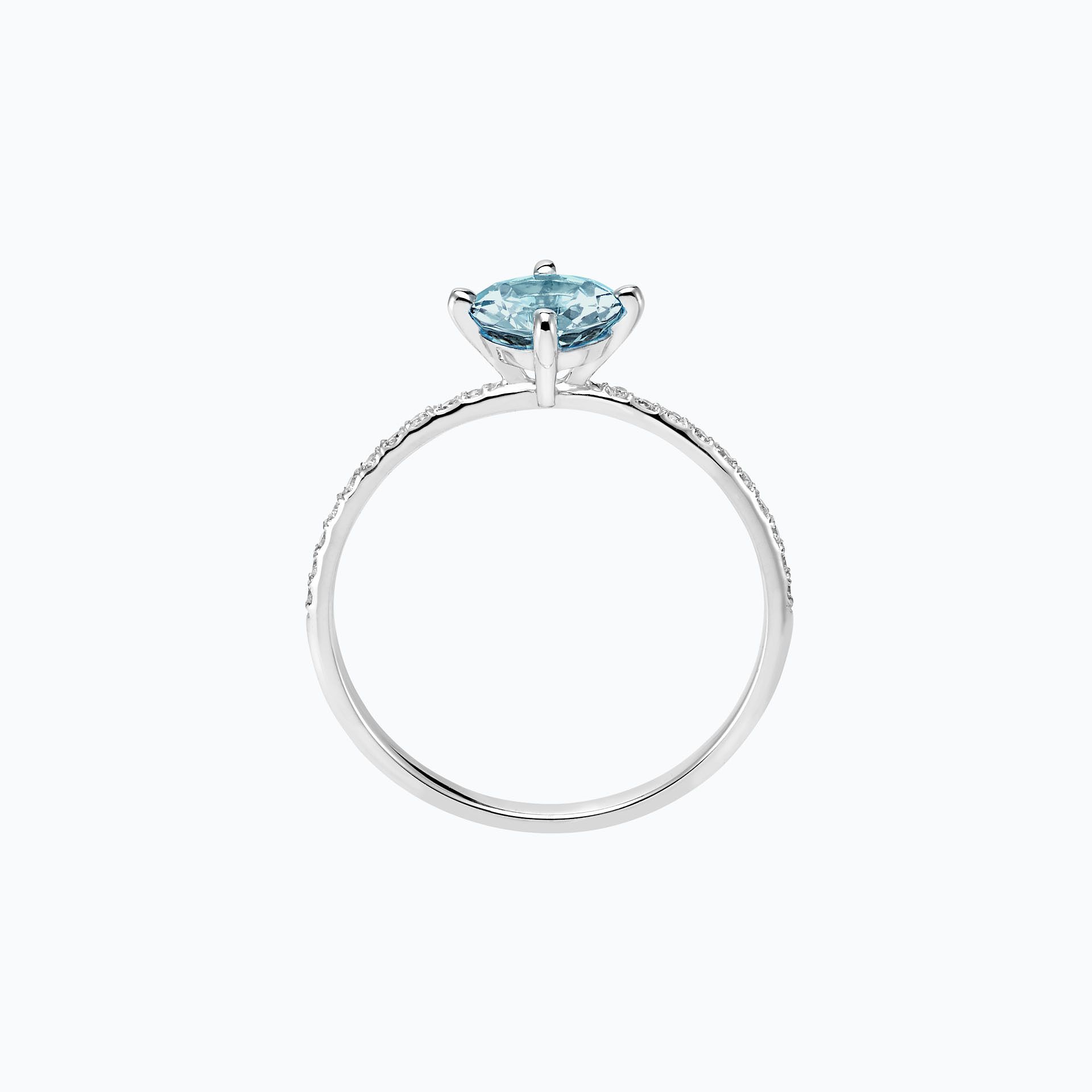 Solitaire Pavé Alva Aigue-marine 6 mm
