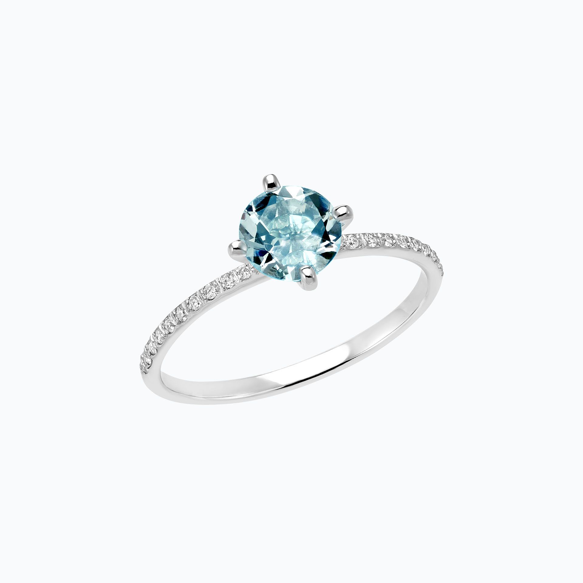 Solitaire Pavé Alva Aigue-marine 6 mm