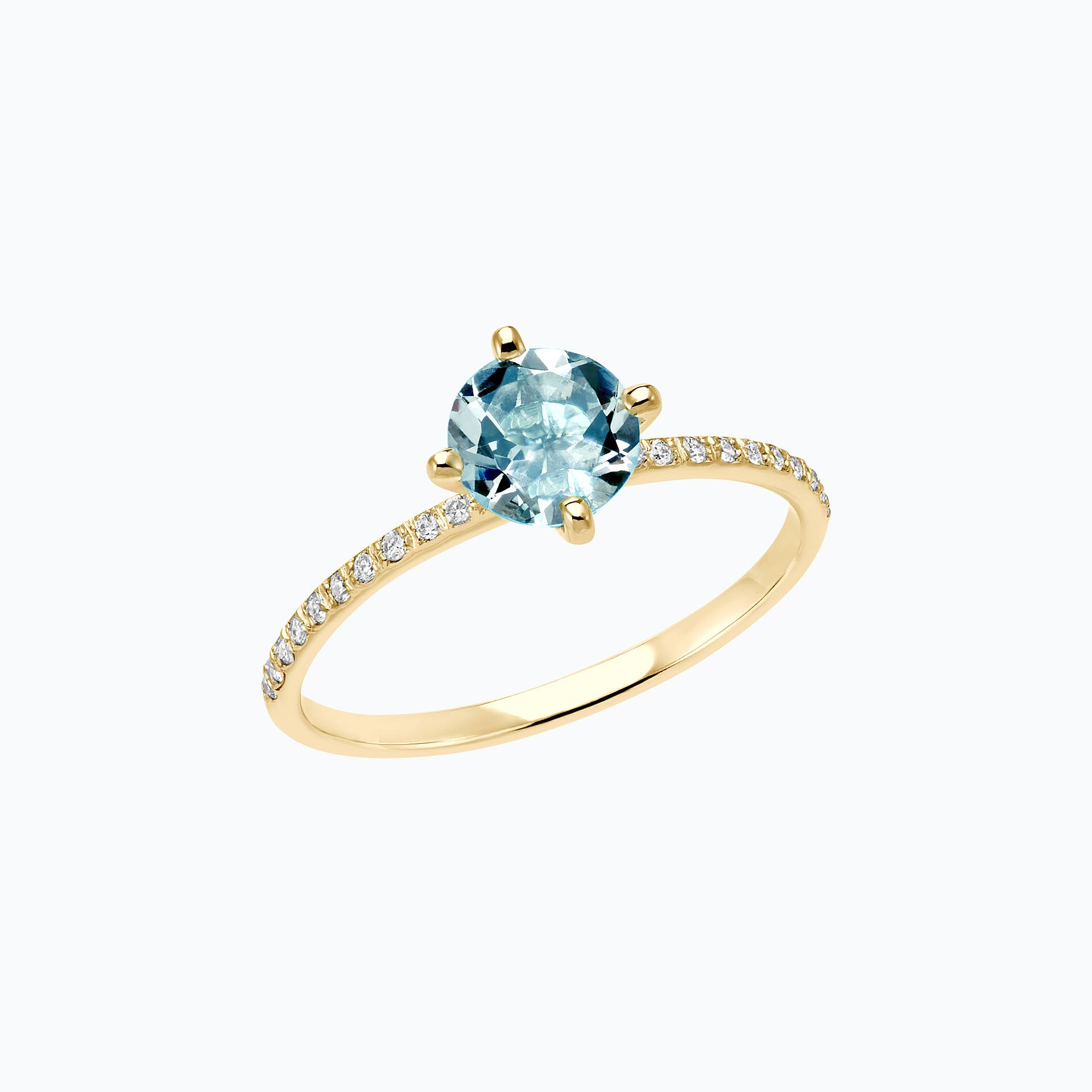 Solitaire Pavé Alva Aigue-marine 6 mm