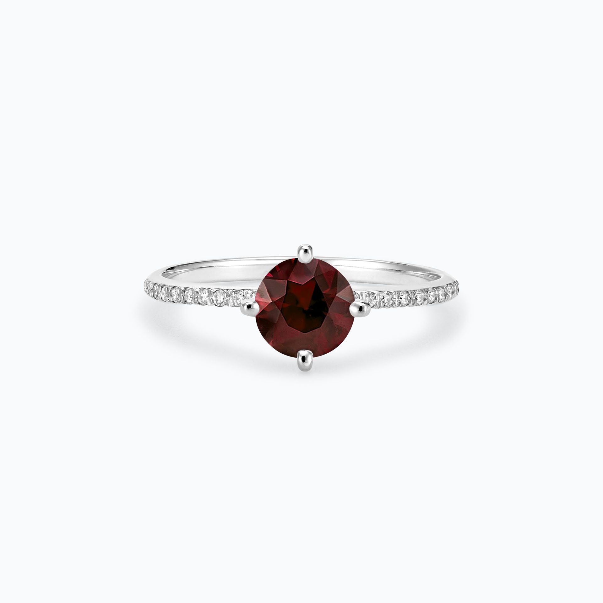 Solitaire Pavé Alva Grenat 6 mm