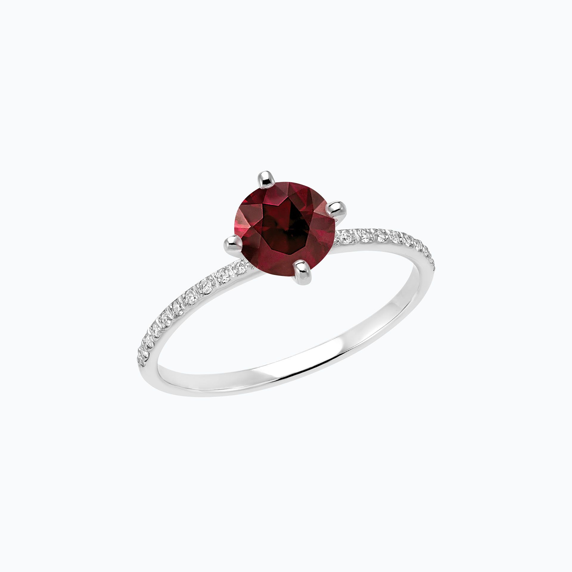 Solitaire Pavé Alva Grenat 6 mm